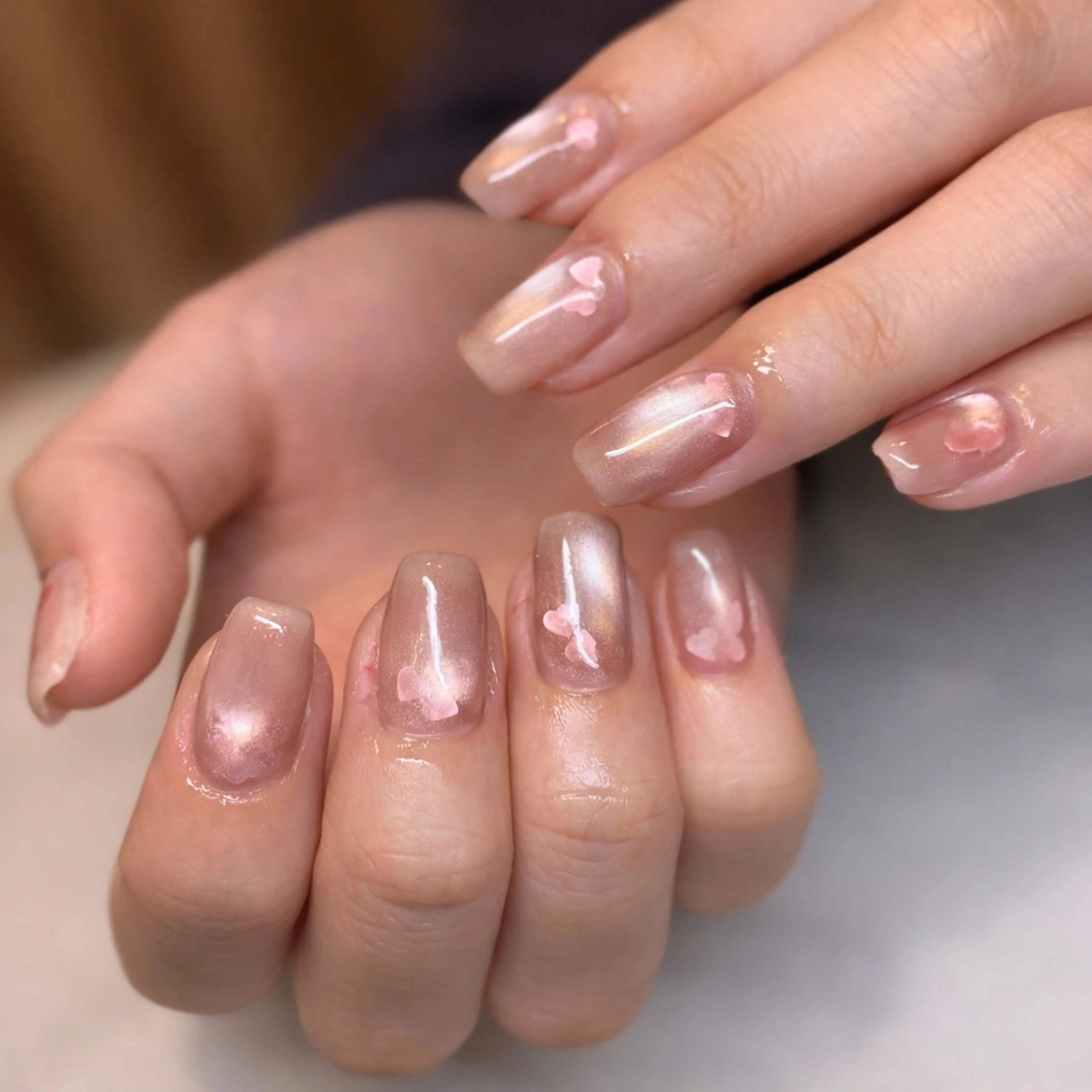 ネイル アートネイル ハート マグネットネイル ピンク ハンドネイル nailAVANCE akariのネイルデザイン