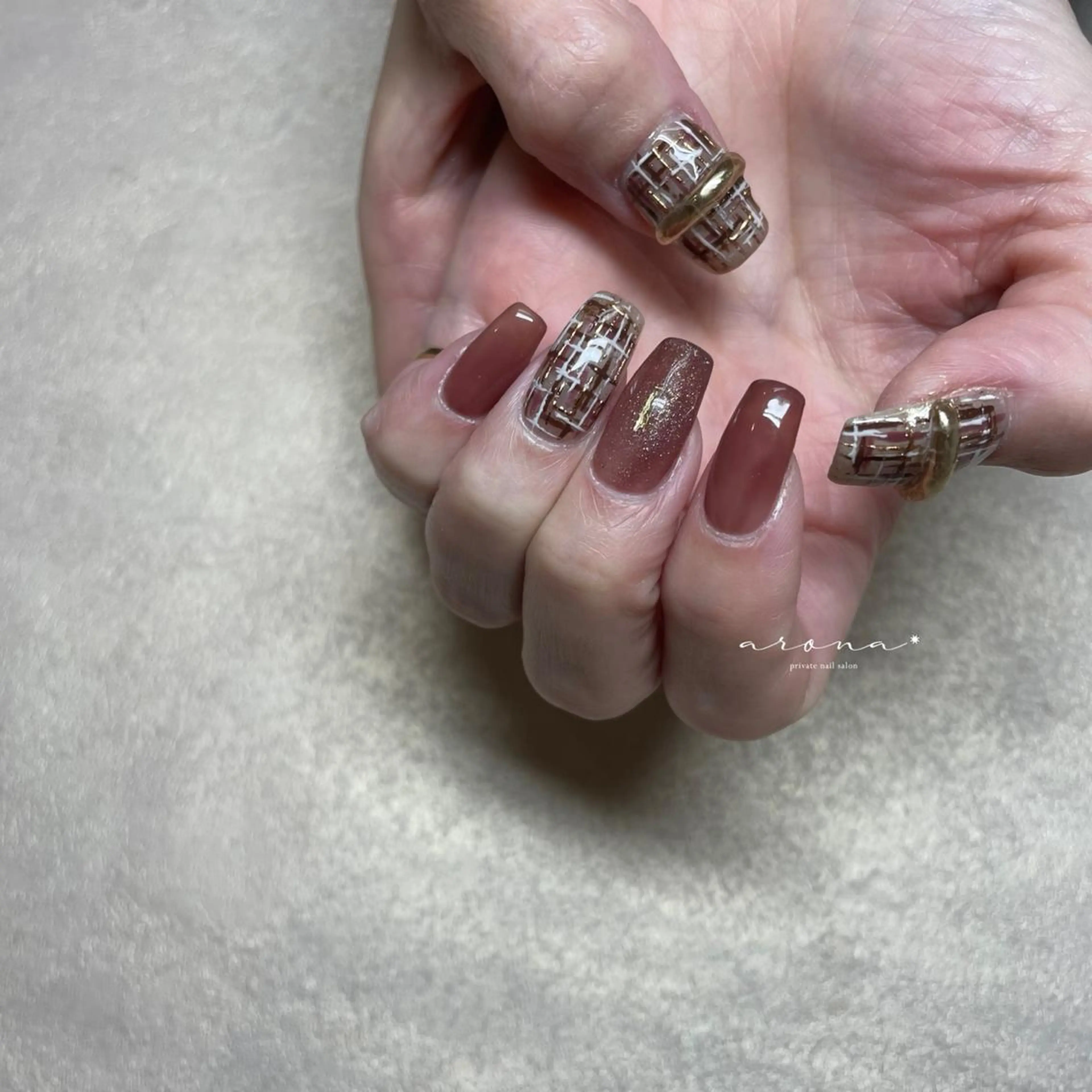 ネイル ツイードネイル ハンドネイル nail salon ✷aronaのネイルデザイン