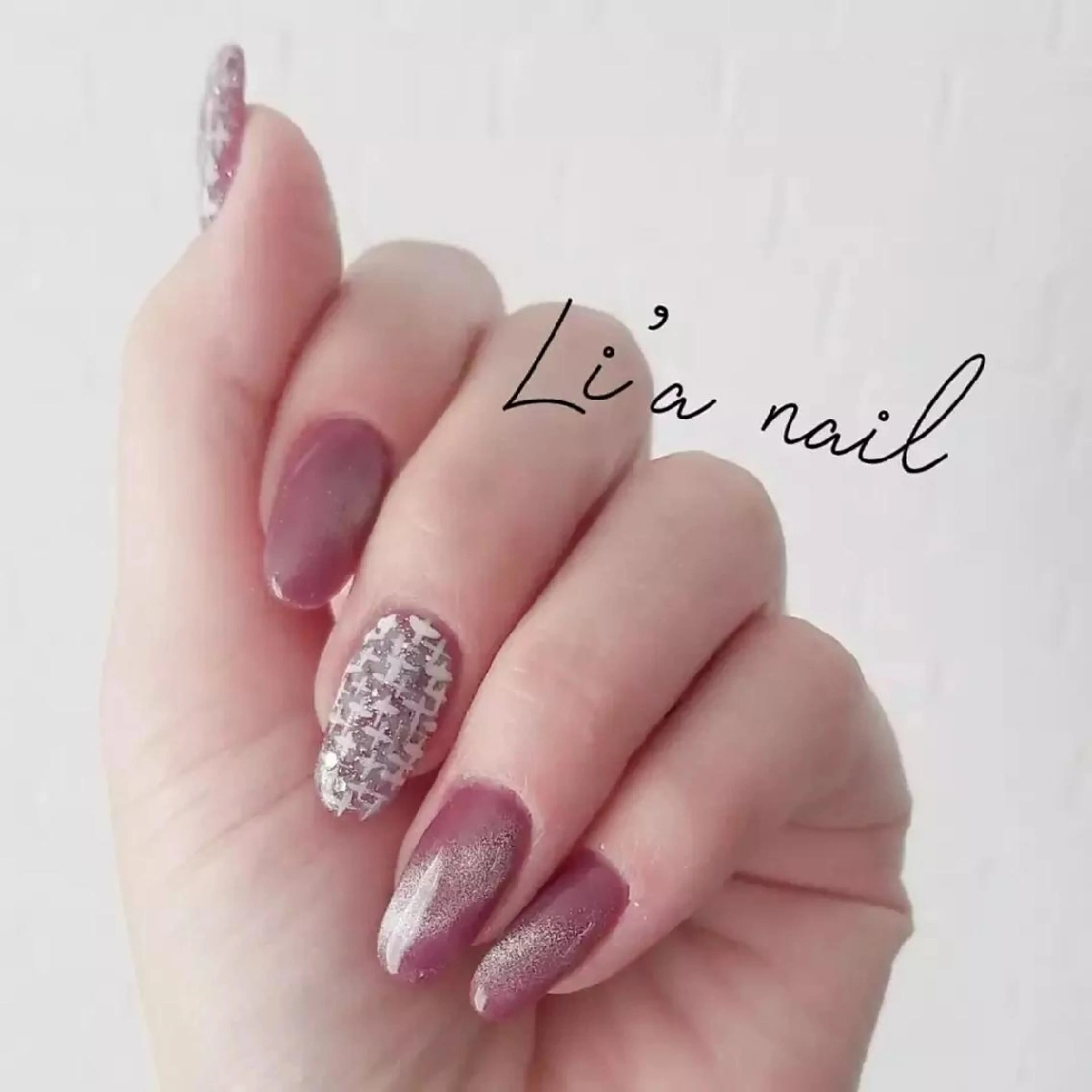 ネイル マグネットネイル ツイードネイル フットネイル Li'a  nailのネイルデザイン