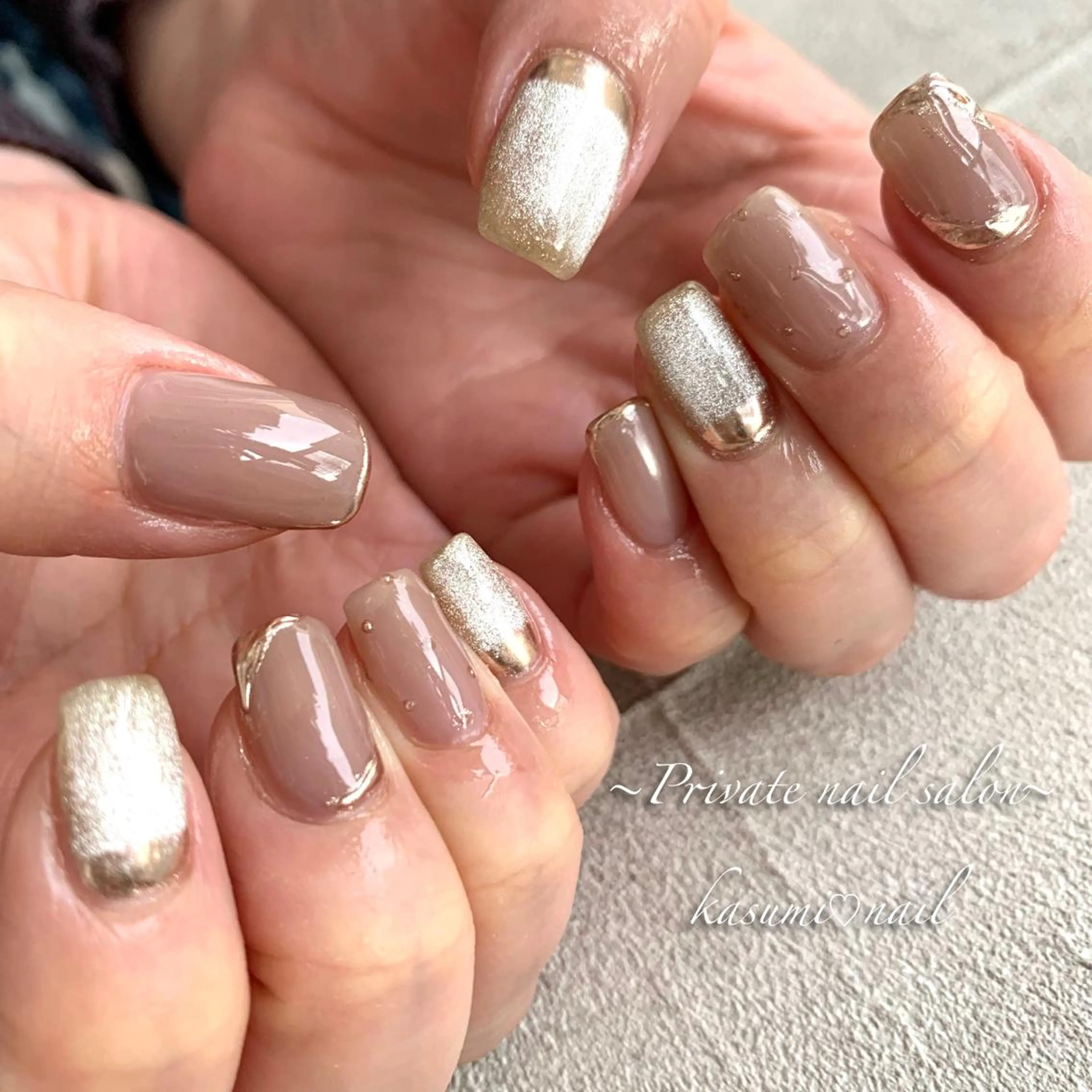 ネイル アートネイル ラメ(グリッター) マグネットネイル ミラーネイル ニュアンスネイル KASUMI♡ Nailのネイルデザイン