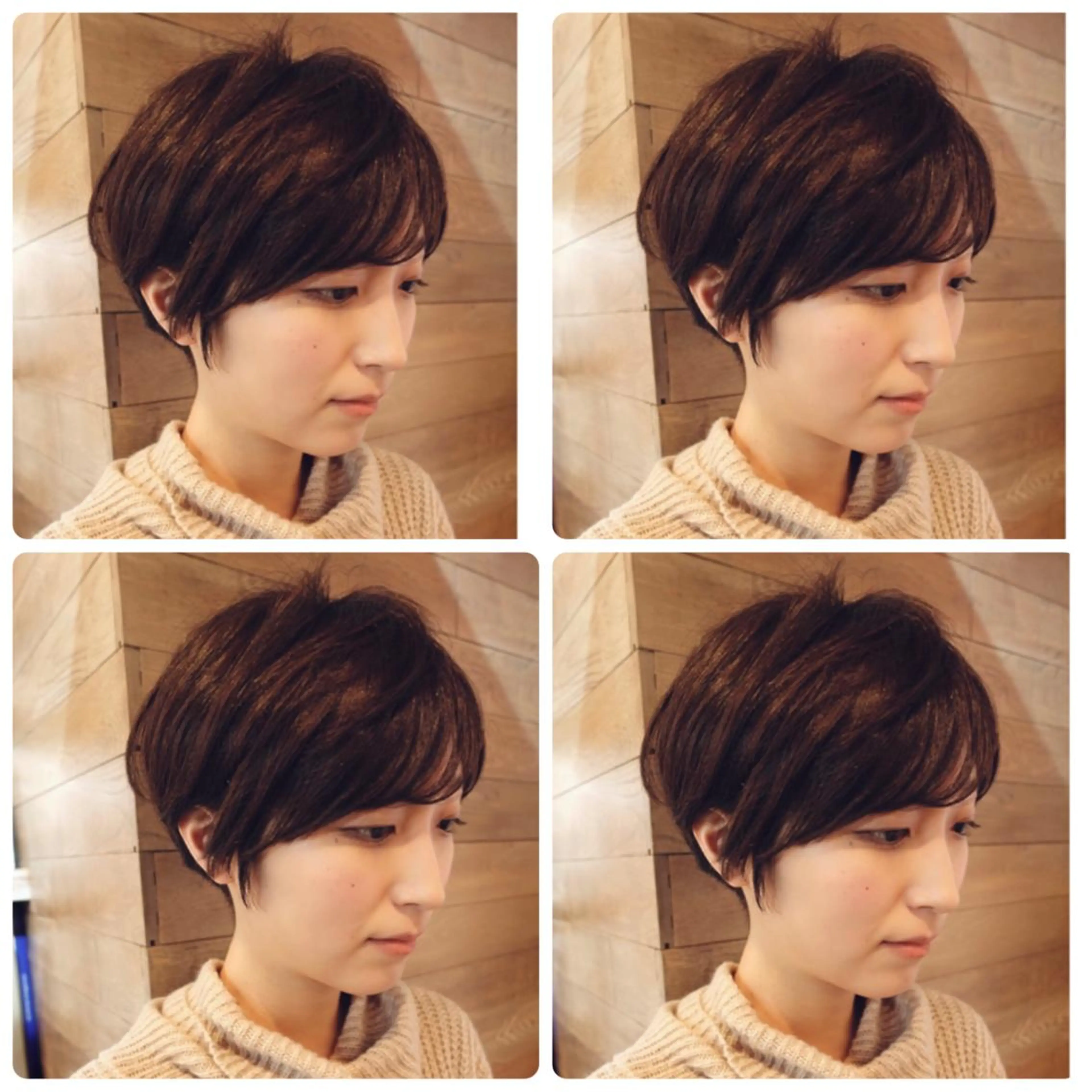 ショート カラー ショートボブ ハンサムショート 丸みショート デザインカラー ハイライトカラー カット ヘアカラー 京都大人女性ショート 徒歩1分/秋山のヘアスタイル