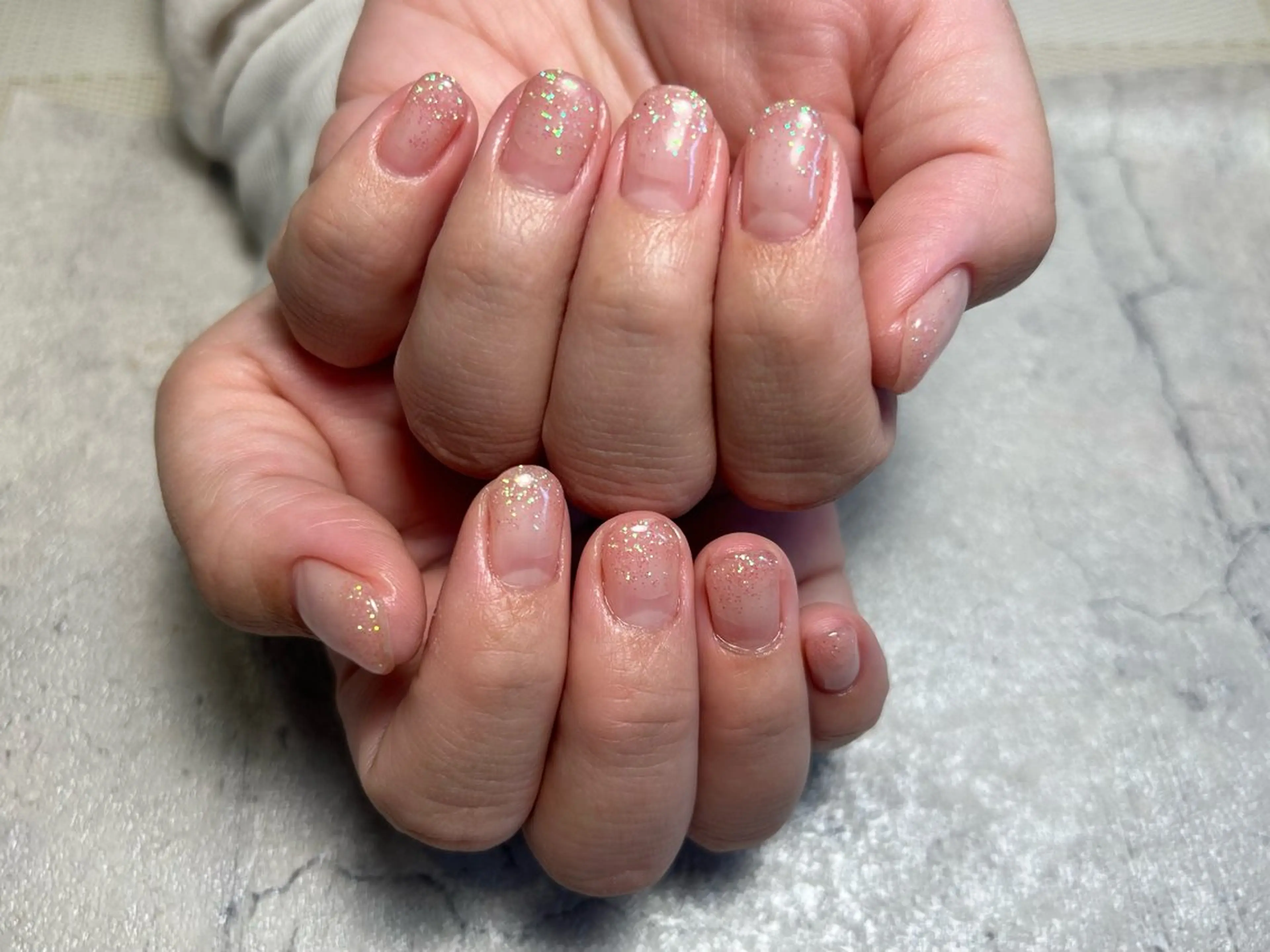 ネイル ラメ(グリッター) ラメグラデーション ピンク A I R I ♡のネイルデザイン