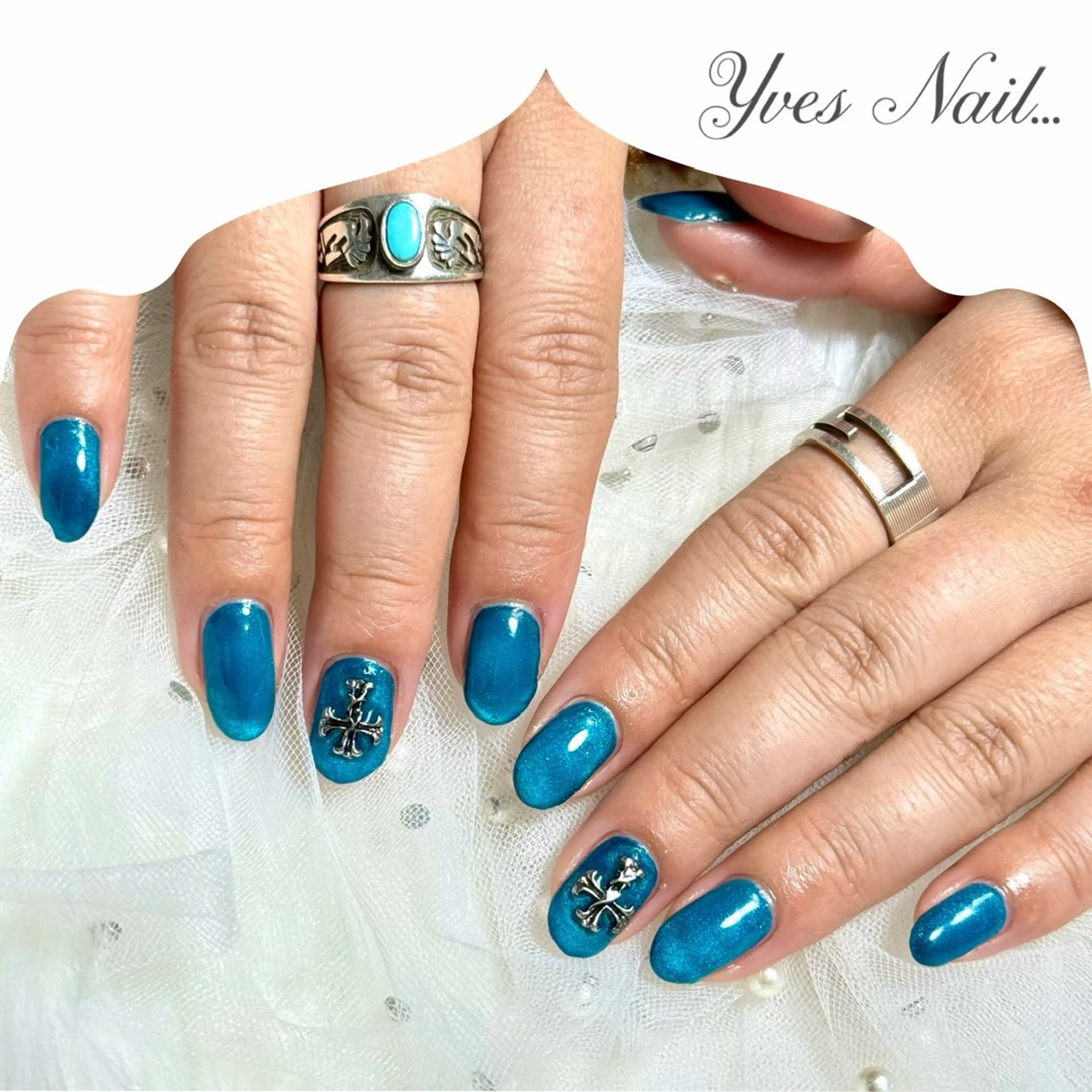 ネイル ブルー マグネットネイル ハンドネイル kanno yのネイルデザイン
