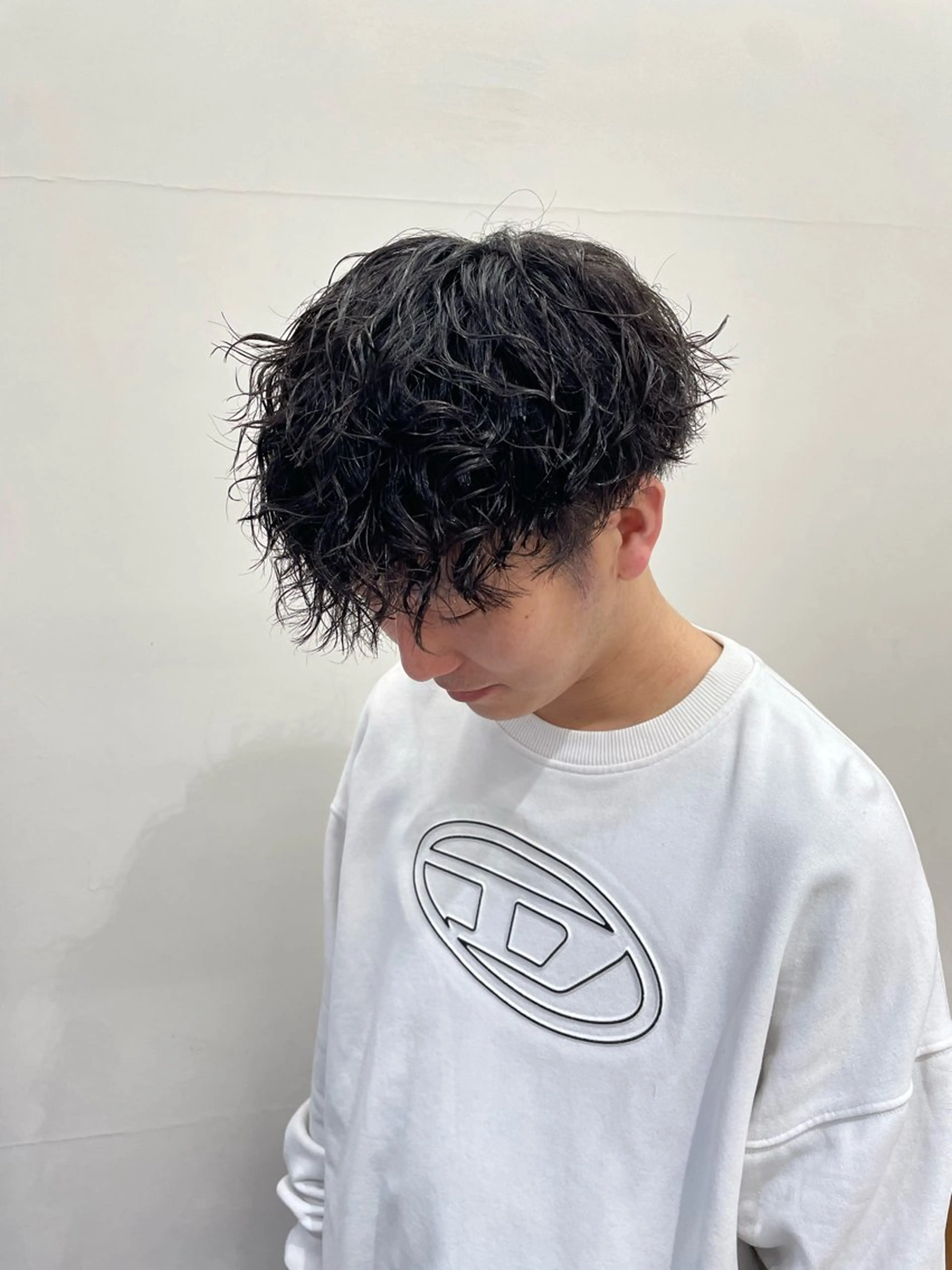 パーマ メンズ カット パーマ 慎太朗/パーマ/ボブ /センターパートのヘアスタイル