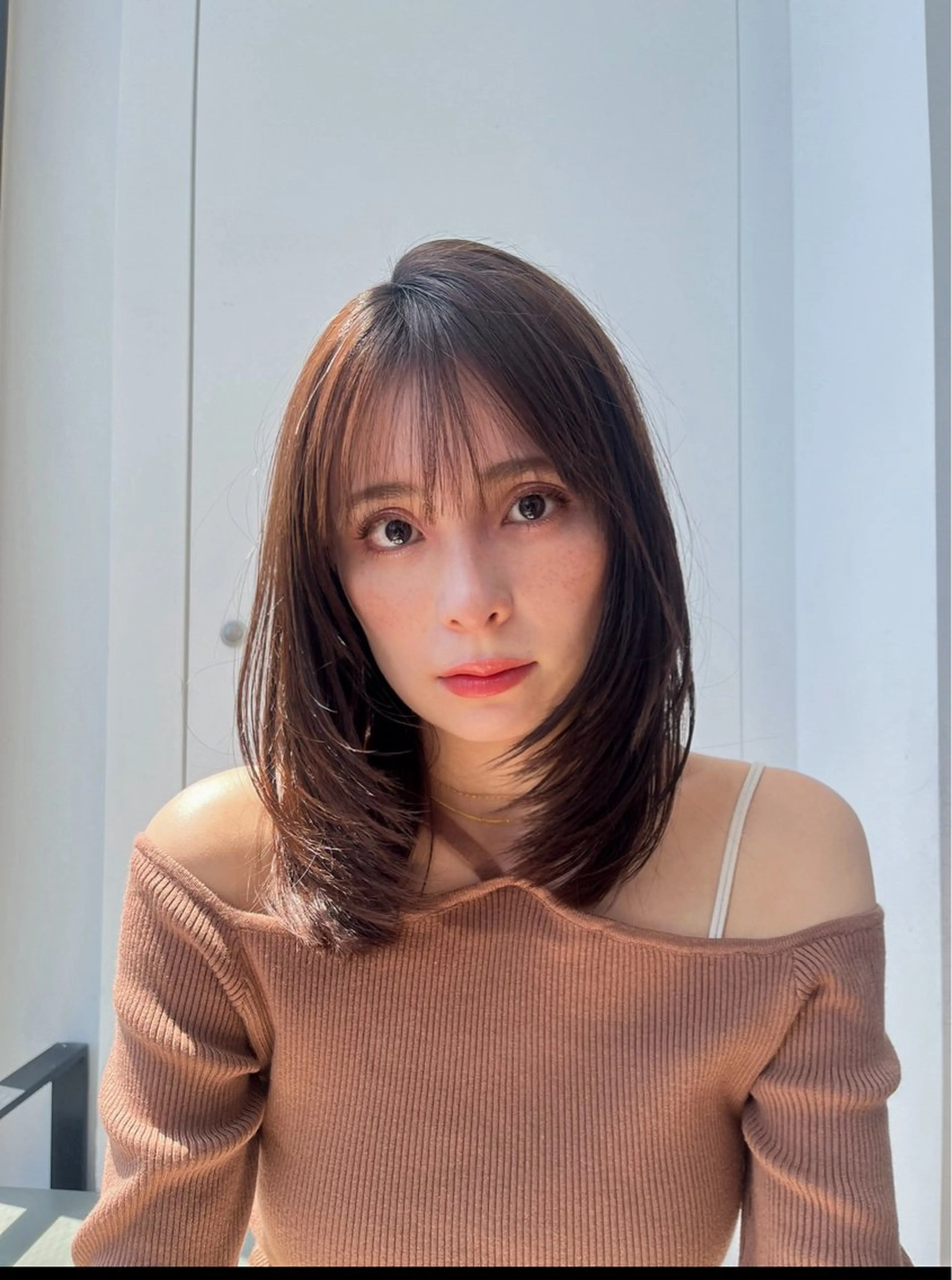 ミディアム カラー 山崎/ボブ縮毛矯正 レイヤー髪質改善のヘアスタイル