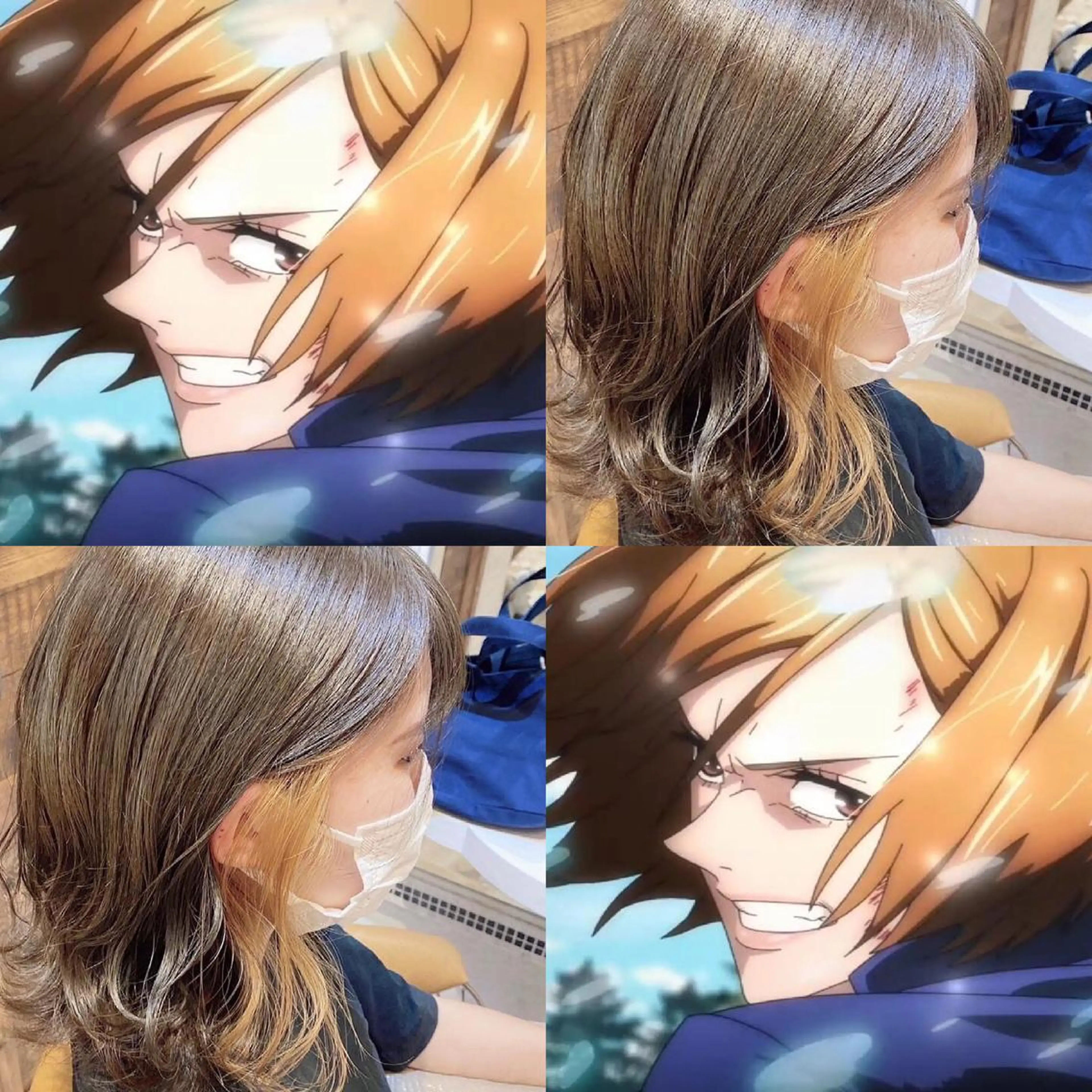 ミディアム ヘアカラー トリートメント ブリーチなしダブル カラー縮毛矯正　下野のヘアスタイル