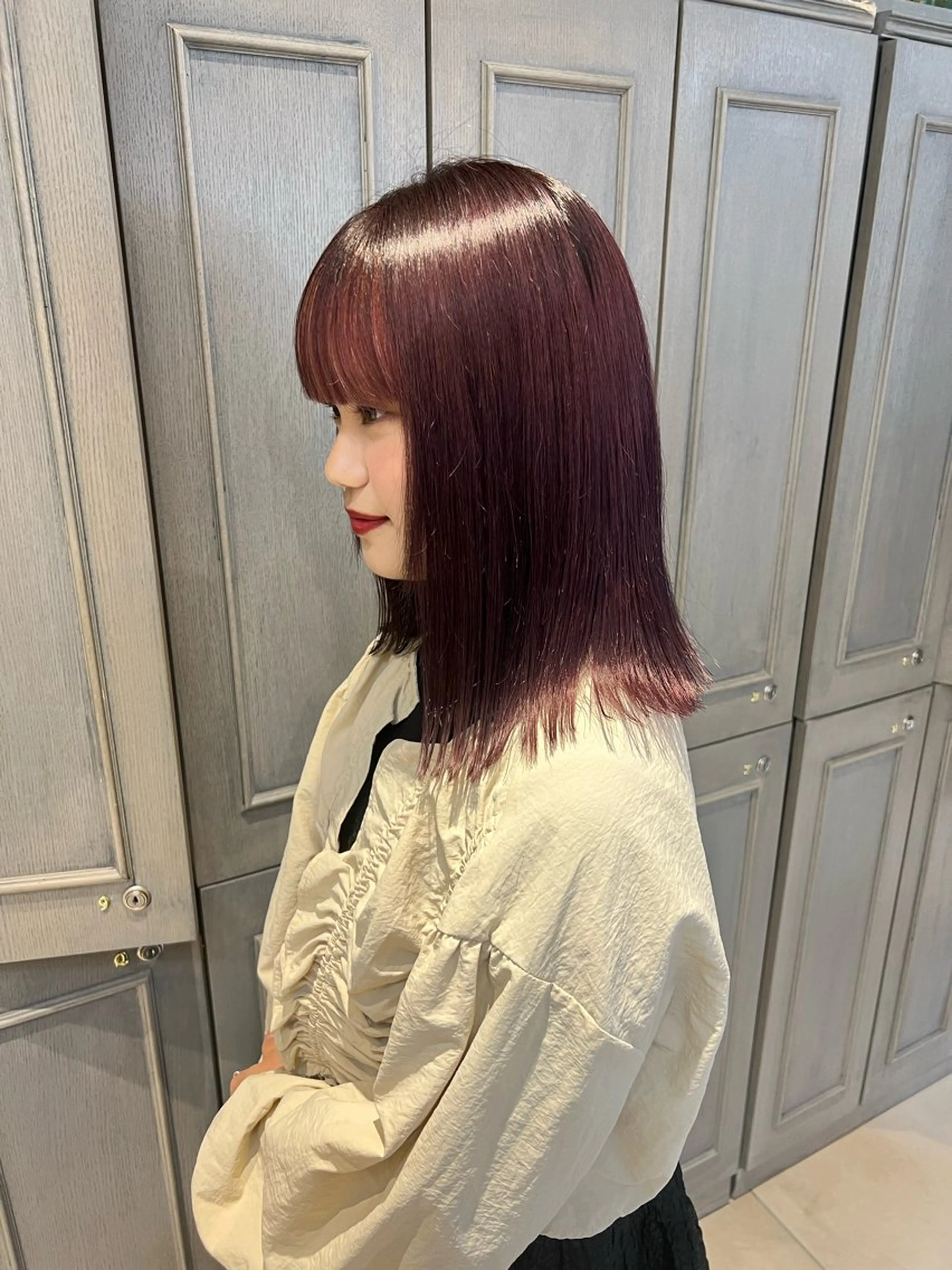 セミロング カラー パーマ ヘアアレンジ ラベンダーカラー charme【 シャルム 】所属・ボブ/レイヤー/ nanamiのヘアスタイル