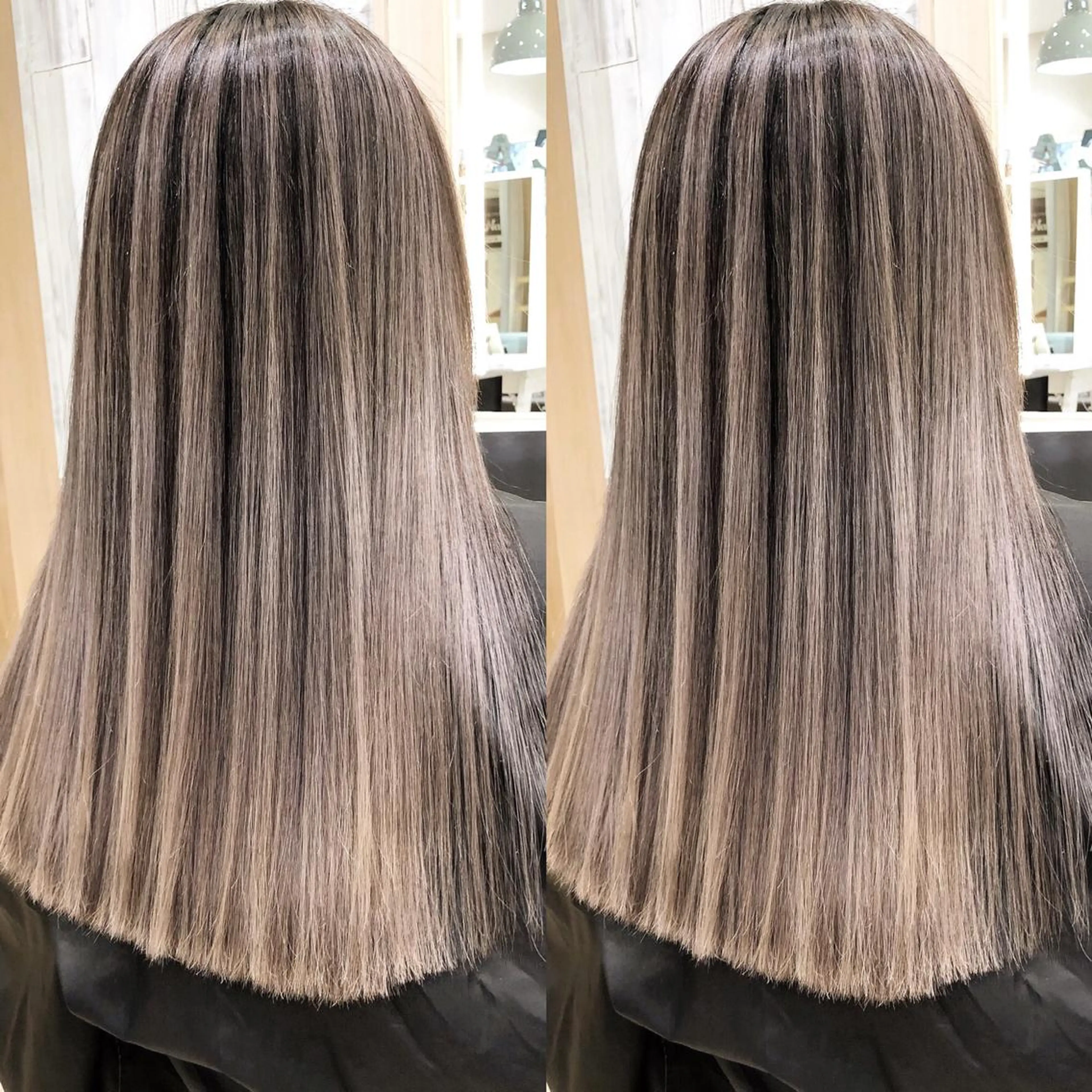 セミロング カラー バレイヤージュ レイヤーカット SALOWIN  原宿ash所属・タナカ タクヤのヘアスタイル