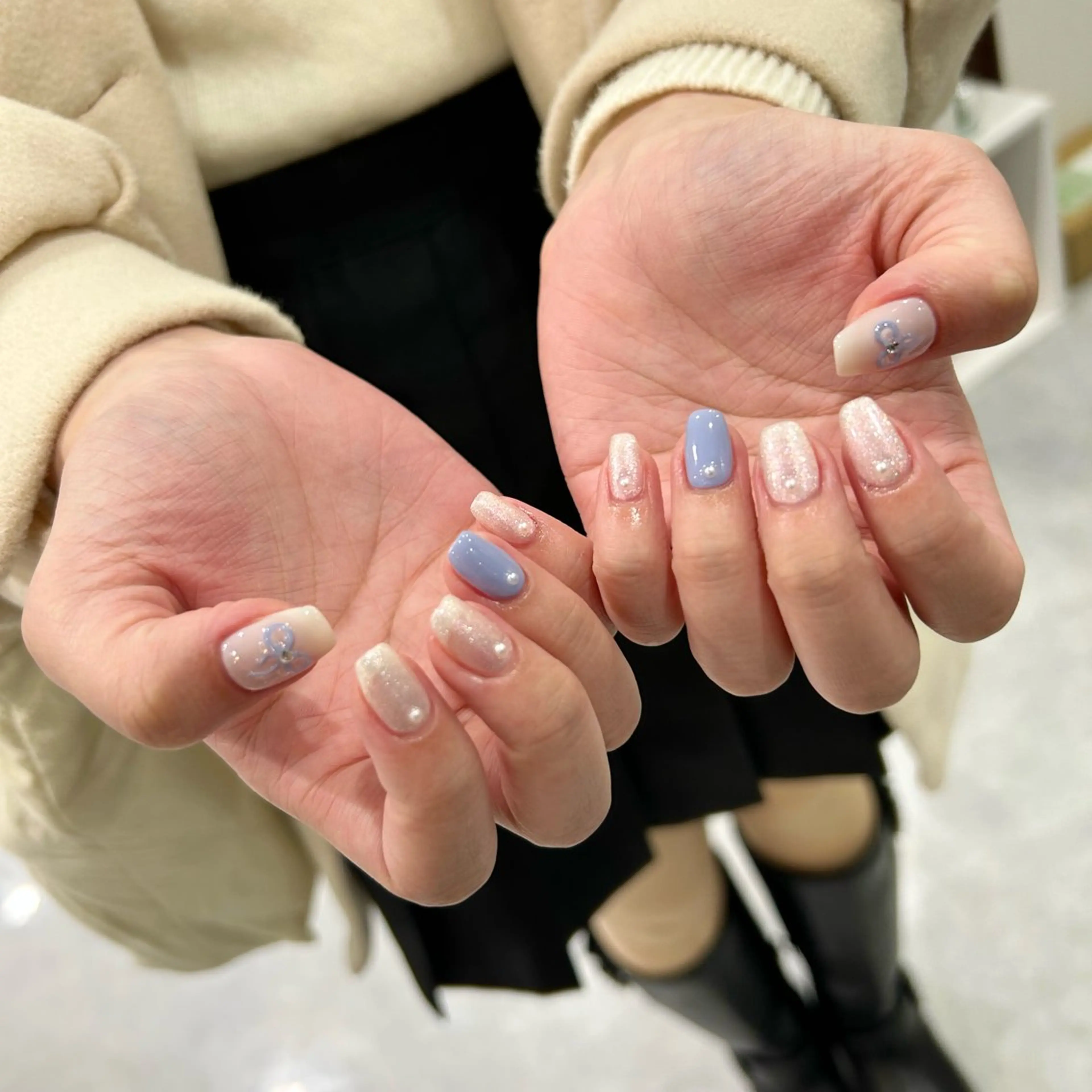 ネイル リボン ハンドネイル RYO /Amourのネイルデザイン