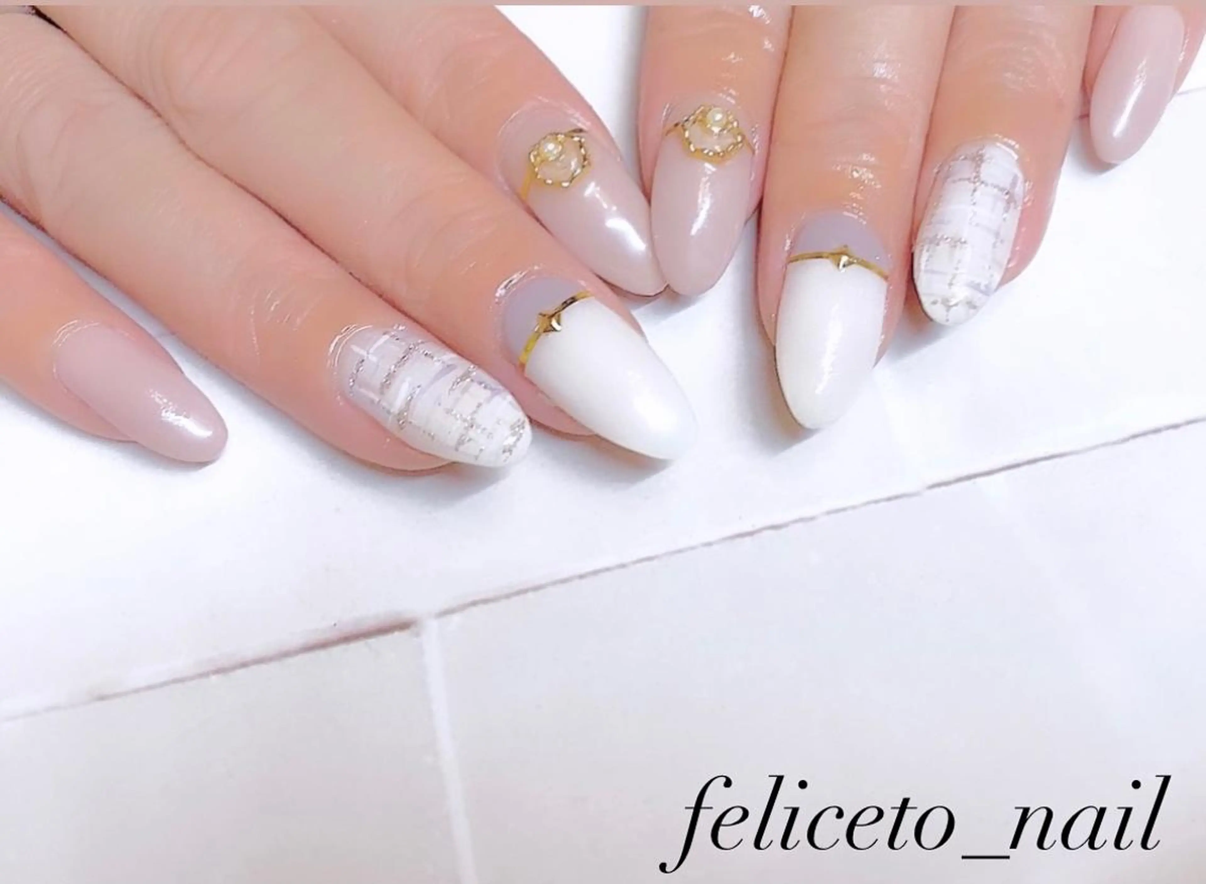 ネイル ツイードネイル ホワイト feliceto_nail所属・Honokaホノカ nailのエステ・リラクイメージ