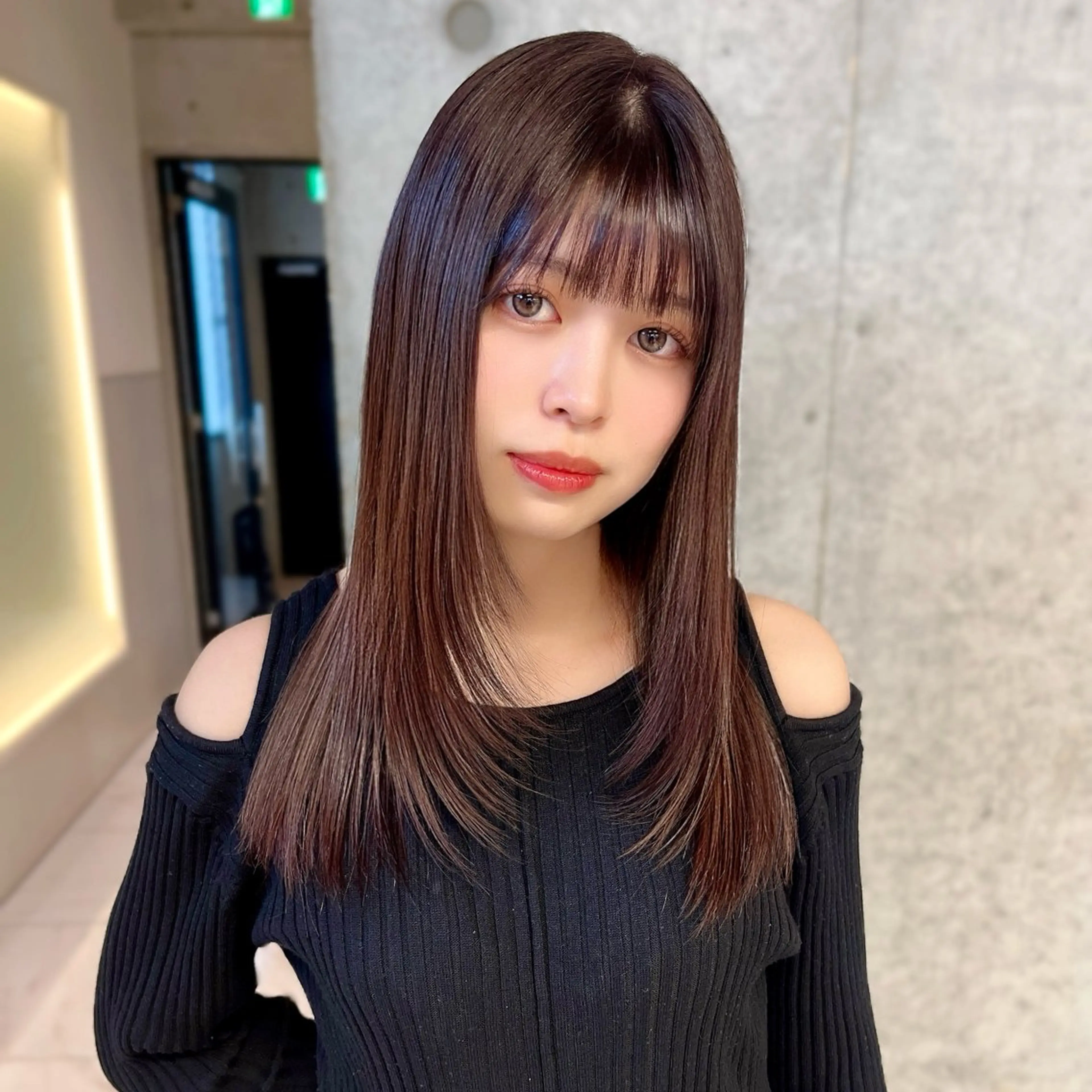 ミディアム カラー ブラウンカラー ココアブラウン 髪質改善 レイヤーカット カット ヘアカラー りおな/髪質改善/ カラー /平尾のヘアスタイル