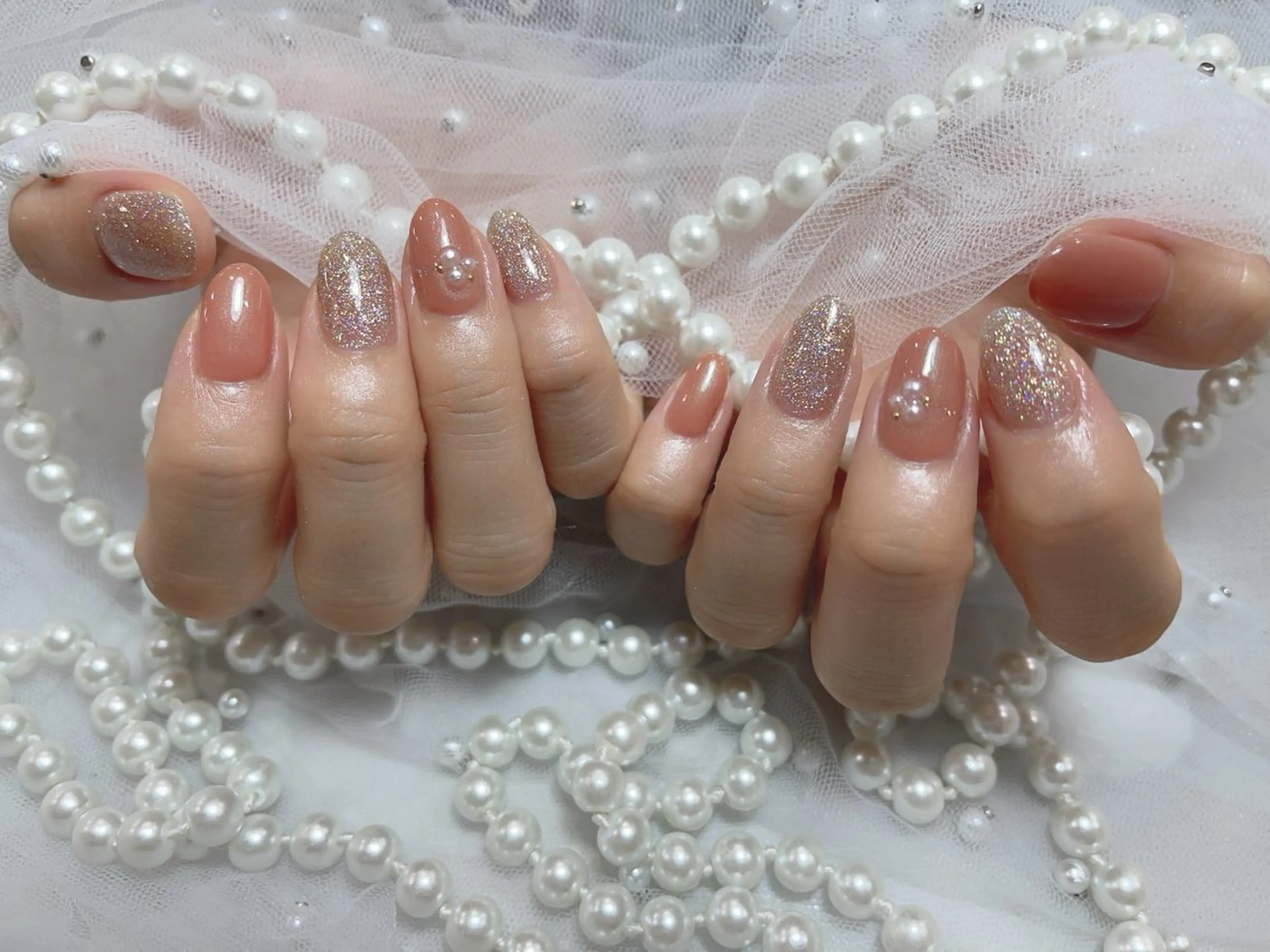 ネイル アートネイル フラッシュネイル フレンチネイル ガラスフレンチ グラデーション M2beauty Renaのネイルデザイン