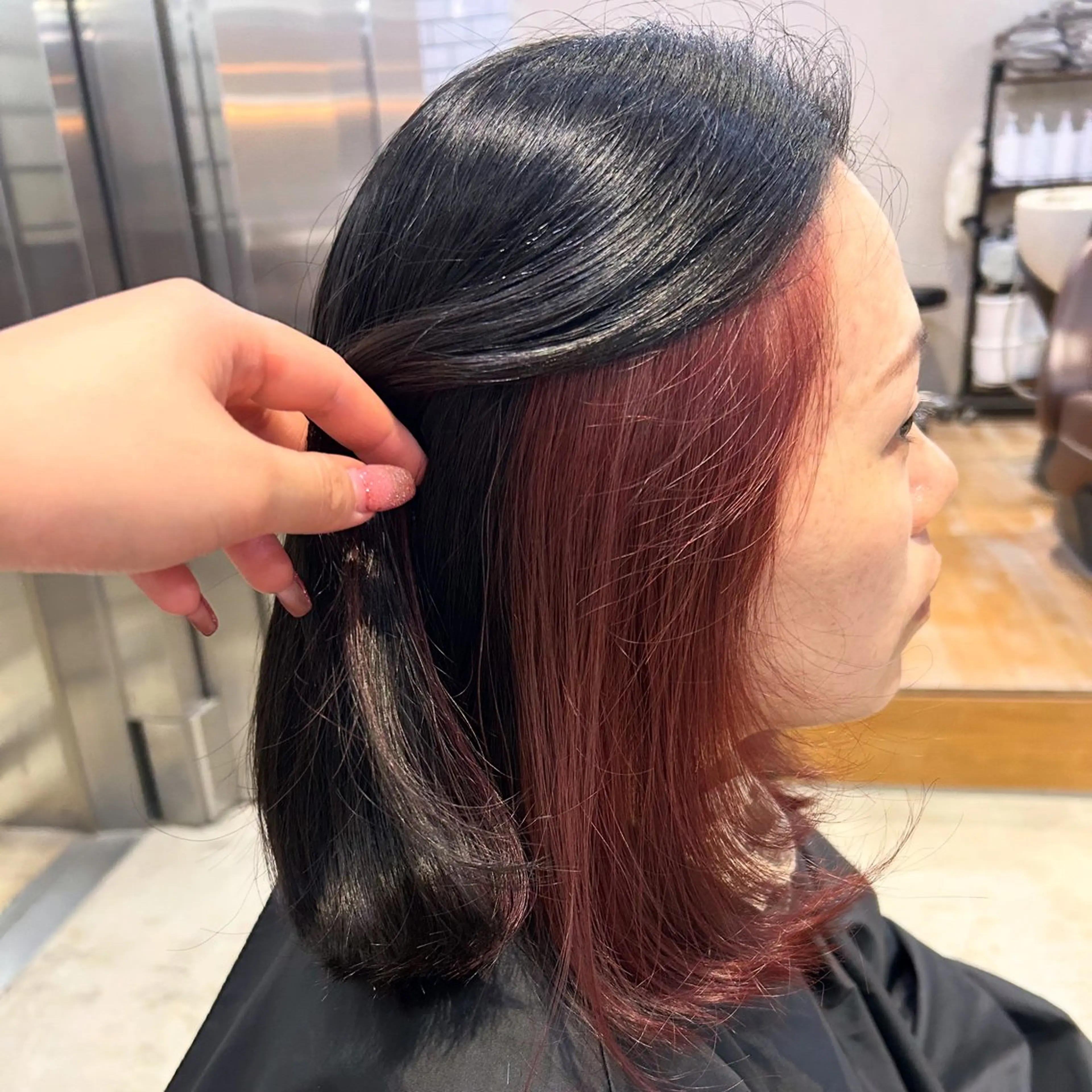 カラー ブリーチ ダブルカラー ブリーチなしカラー ピンクカラー ヘアカラー 植吉 琉月のヘアスタイル