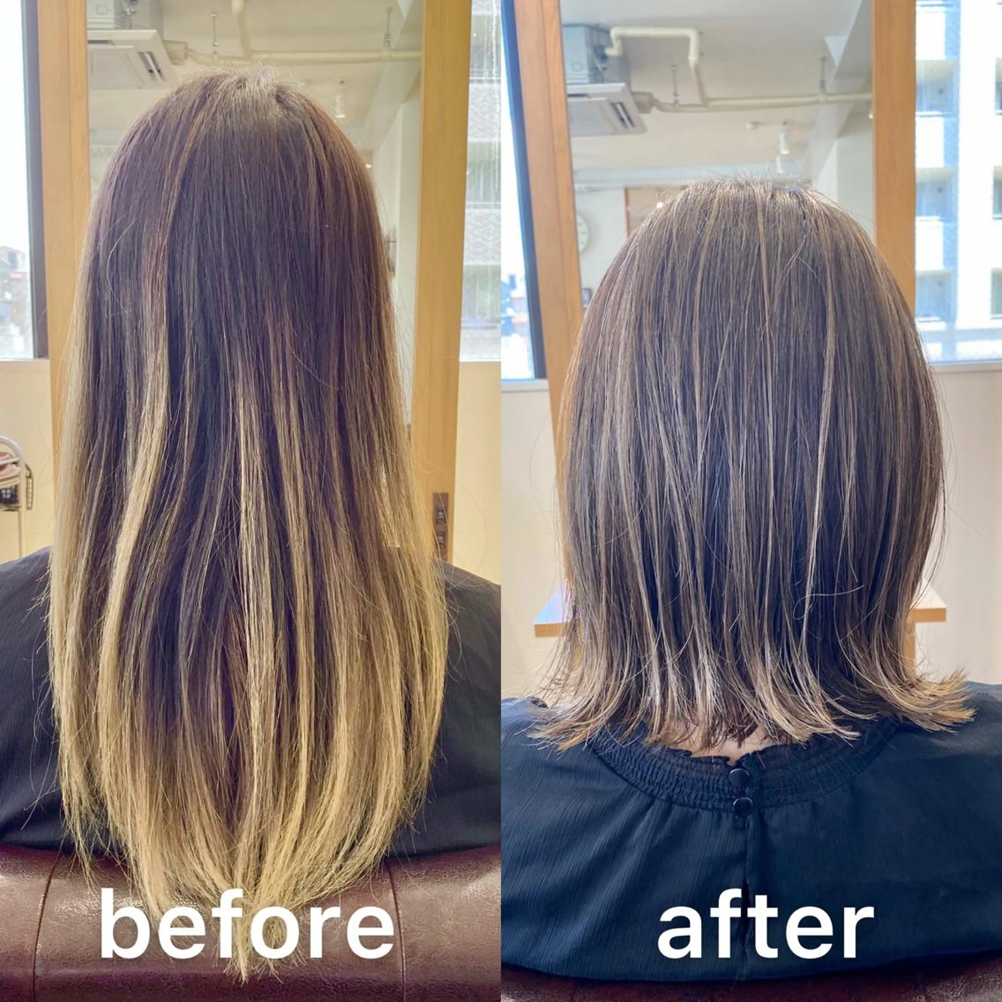 ショート カラー 前下がりボブ バレイヤージュ ベージュカラー ブリーチ ケアブリーチ カット ヘアカラー 髪質改善特化KIZU /艶髪研究（京都）のヘアスタイル