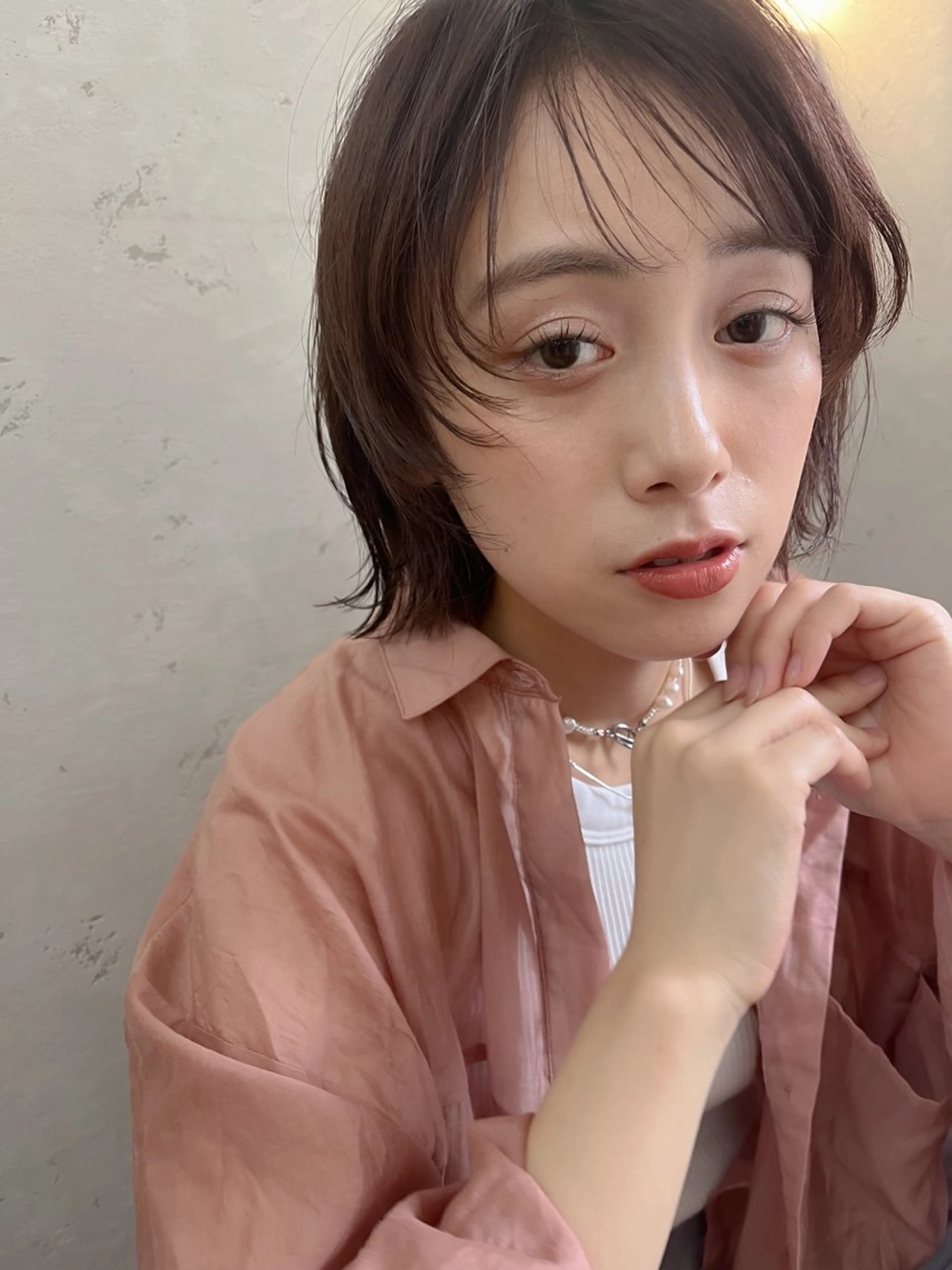 ショート カラー ブラウンカラー ラベンダーカラー 顔まわりレイヤー 顔周りカット レイヤーカット カット ヘアカラー トリートメント 透明感カラー│ レイヤーヘア中居美樹のヘアスタイル