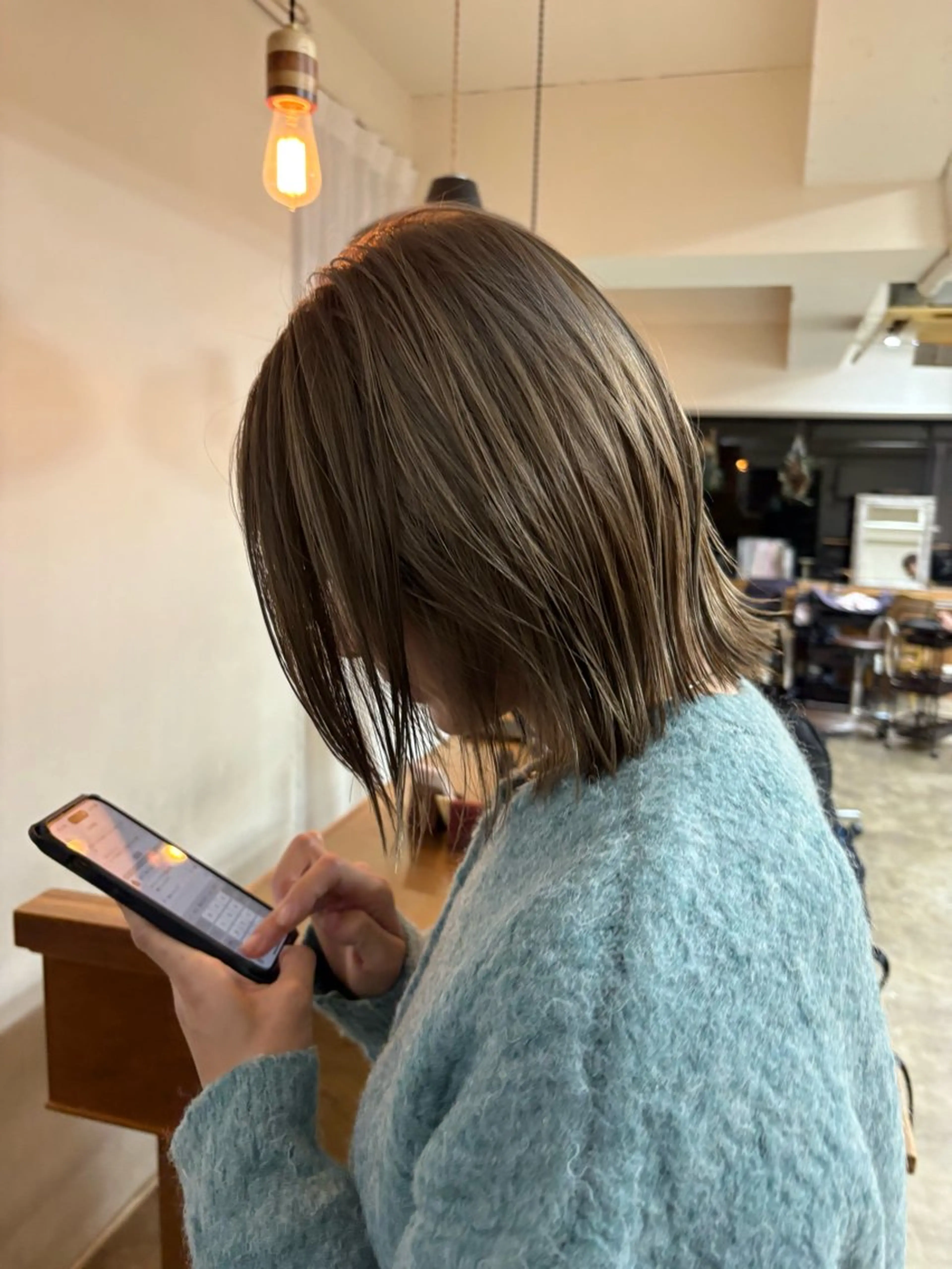 ミディアム カラー ベージュカラー ブリーチ ボブ カット ヘアカラー トリートメント takada kohのヘアスタイル