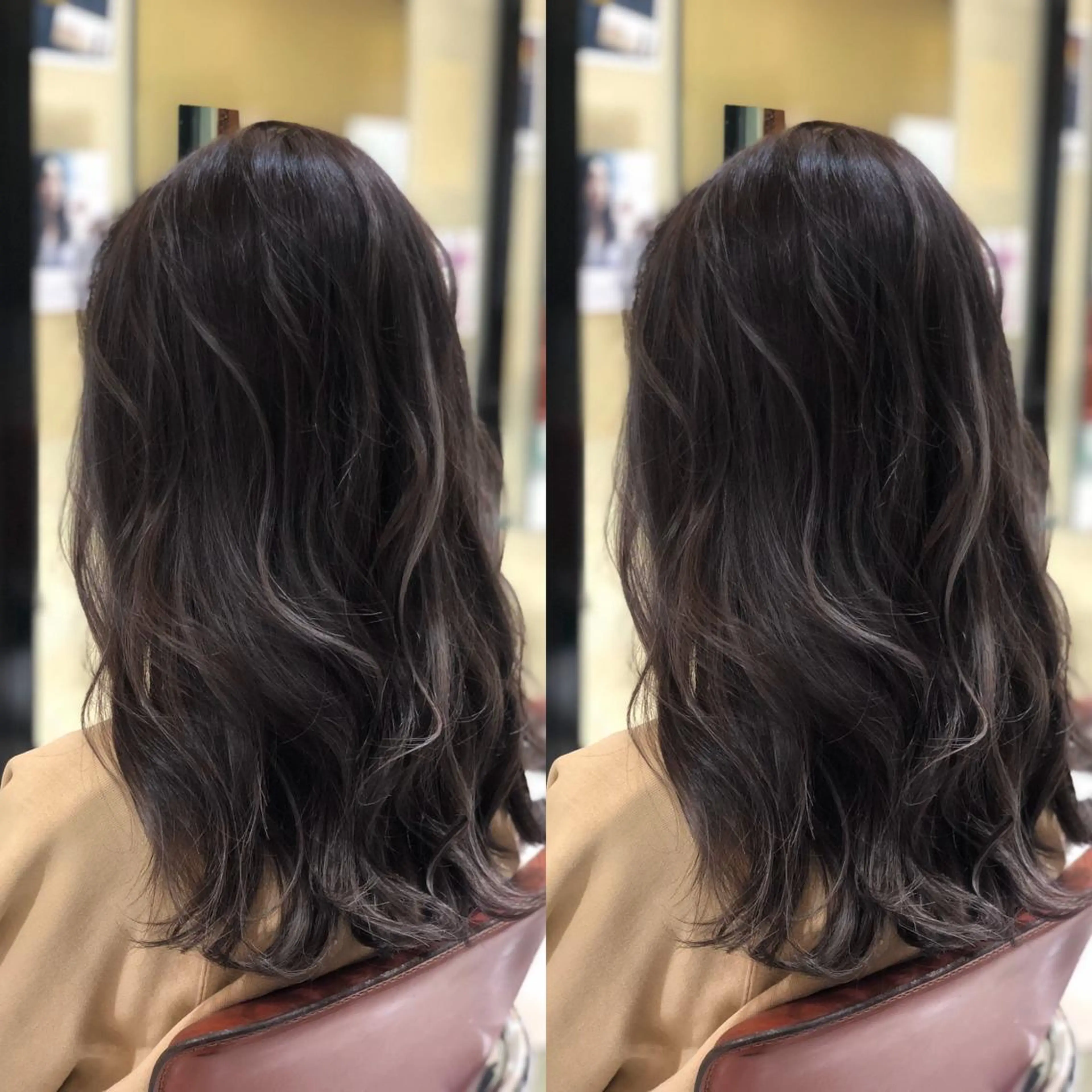 セミロング ヘアカラー Y Uのヘアスタイル