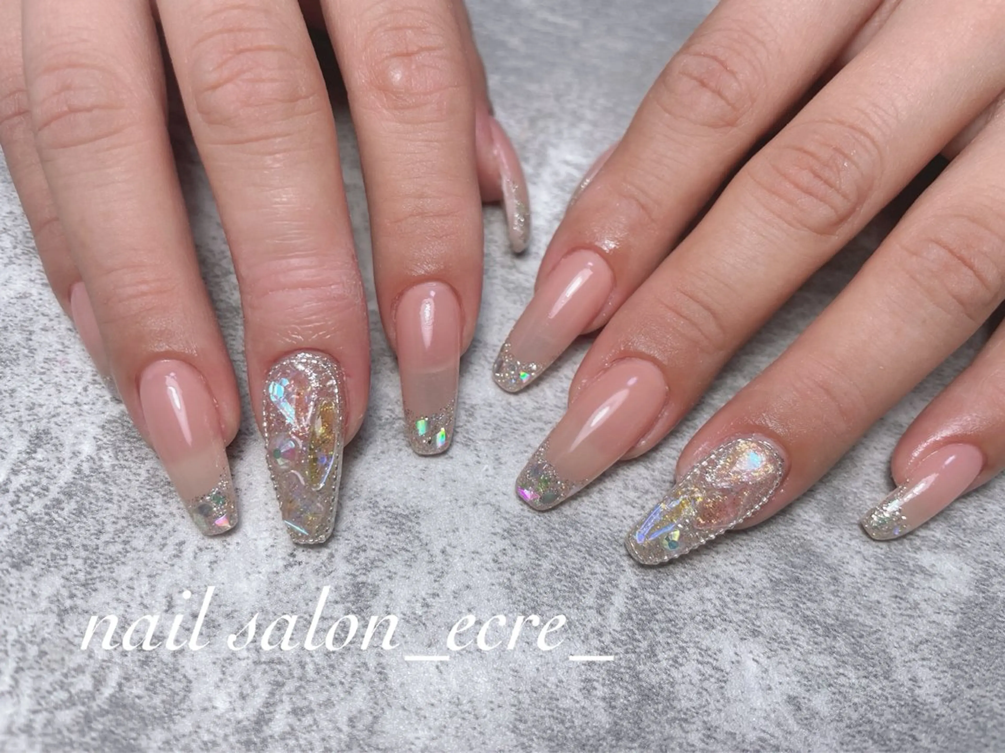 ネイル 長さ出し ロングネイル nail salon _ecre_のネイルデザイン