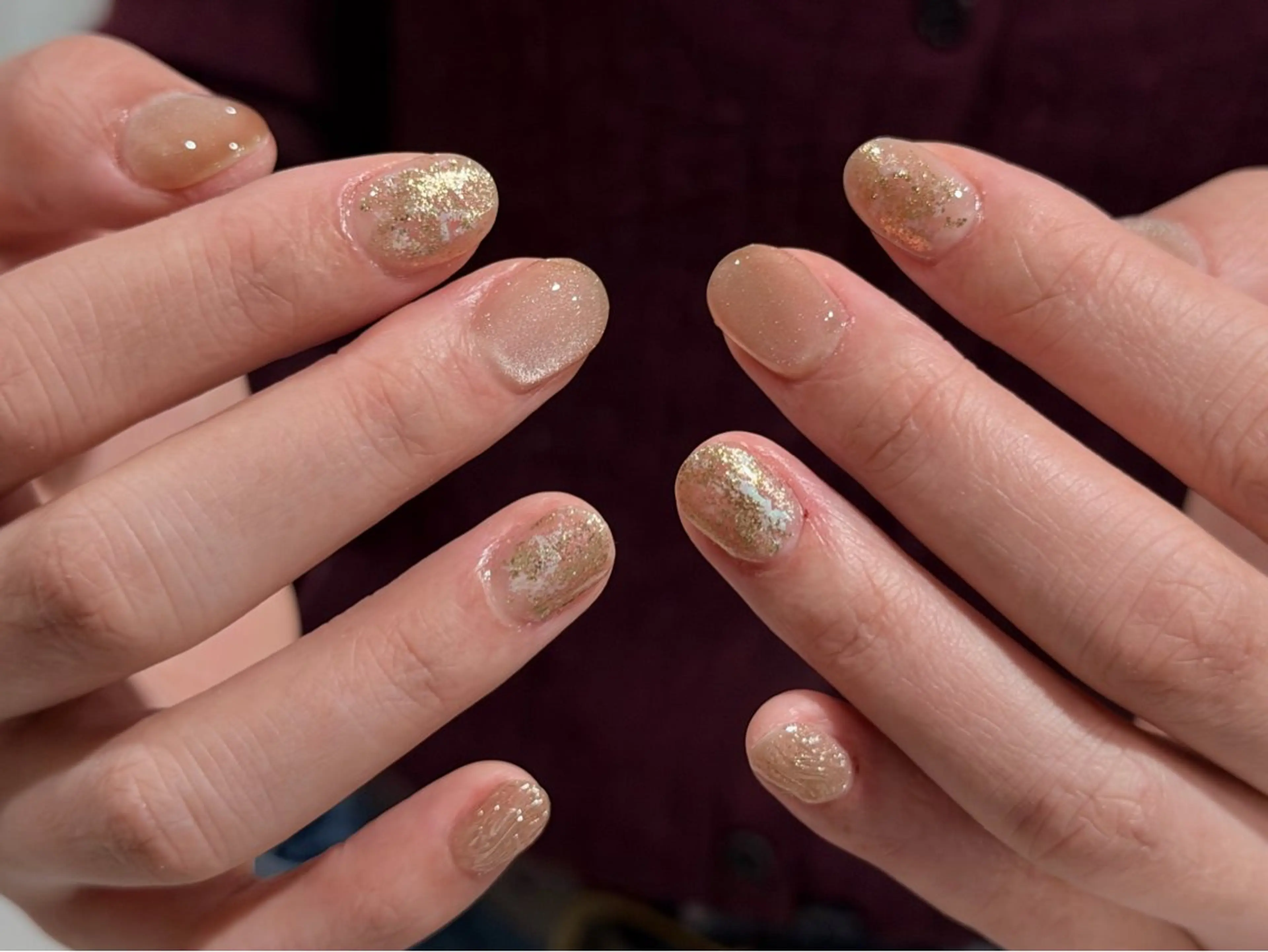 ネイル ゴールド キラキラネイル ラメ(グリッター) ハンドネイル ANOVA アノヴァのネイルデザイン