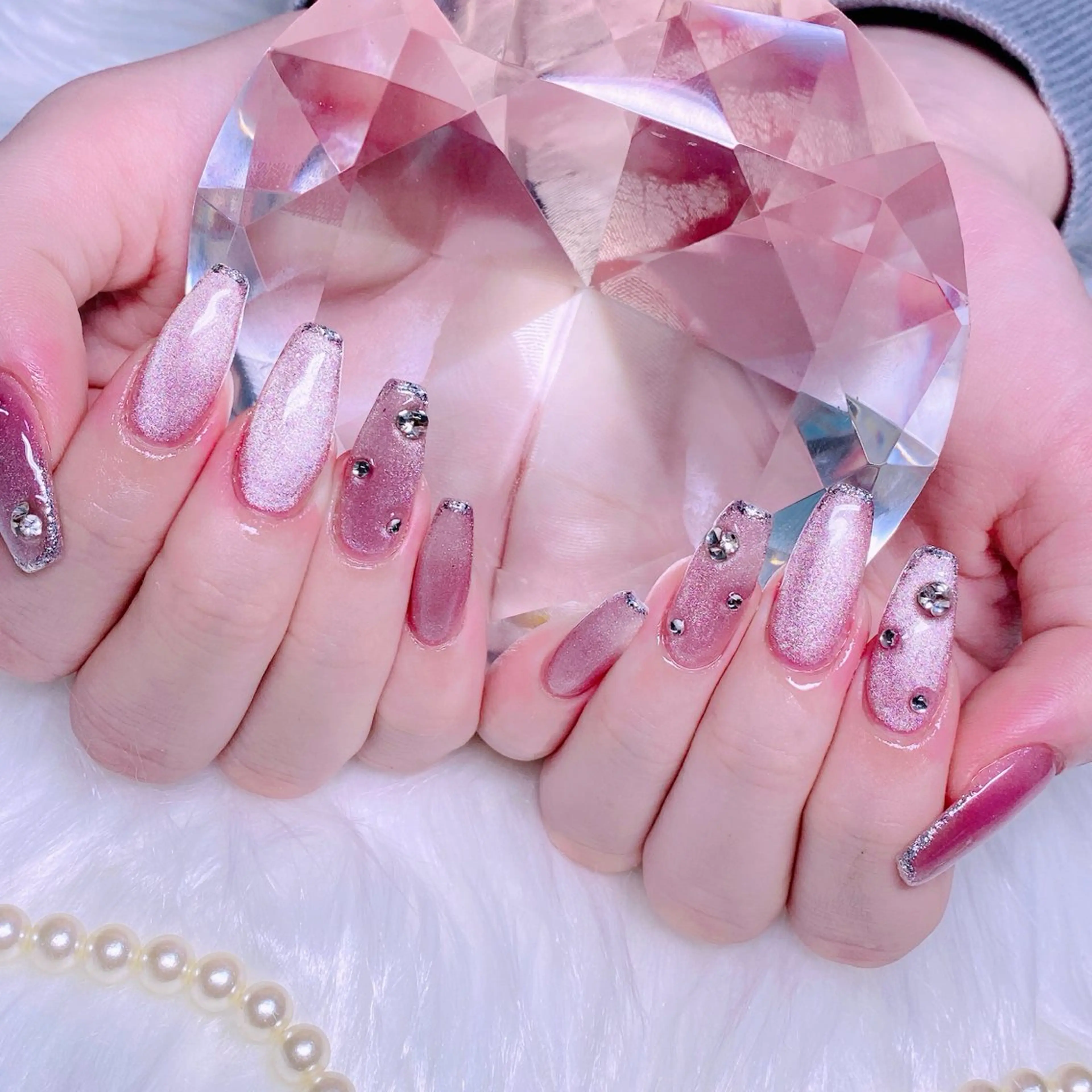 ネイル ロングネイル マグネットネイル スクエアネイル Nail Yunaのネイルデザイン