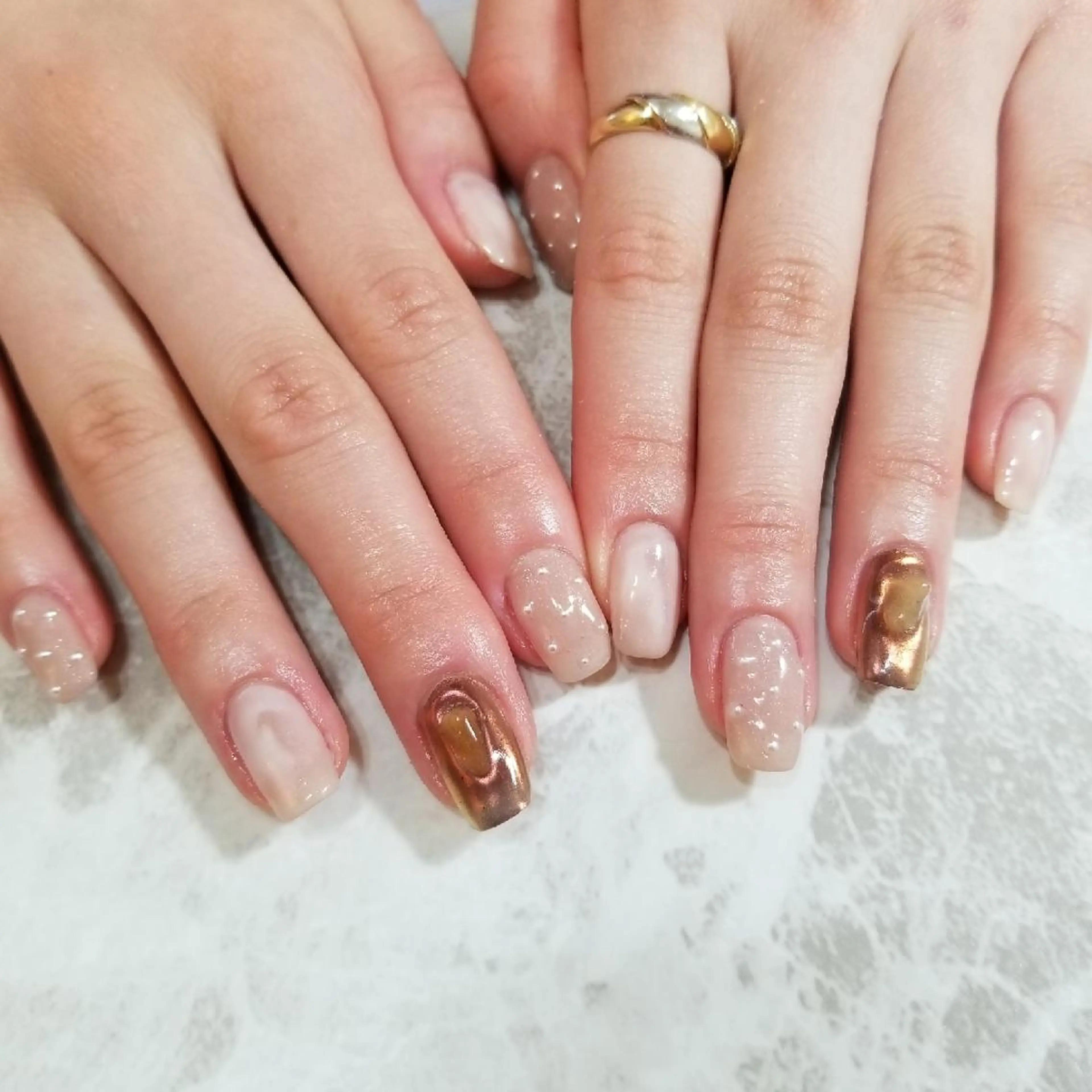 ネイル ブラウン ミラーネイル nijiiro🌈 サトウのネイルデザイン