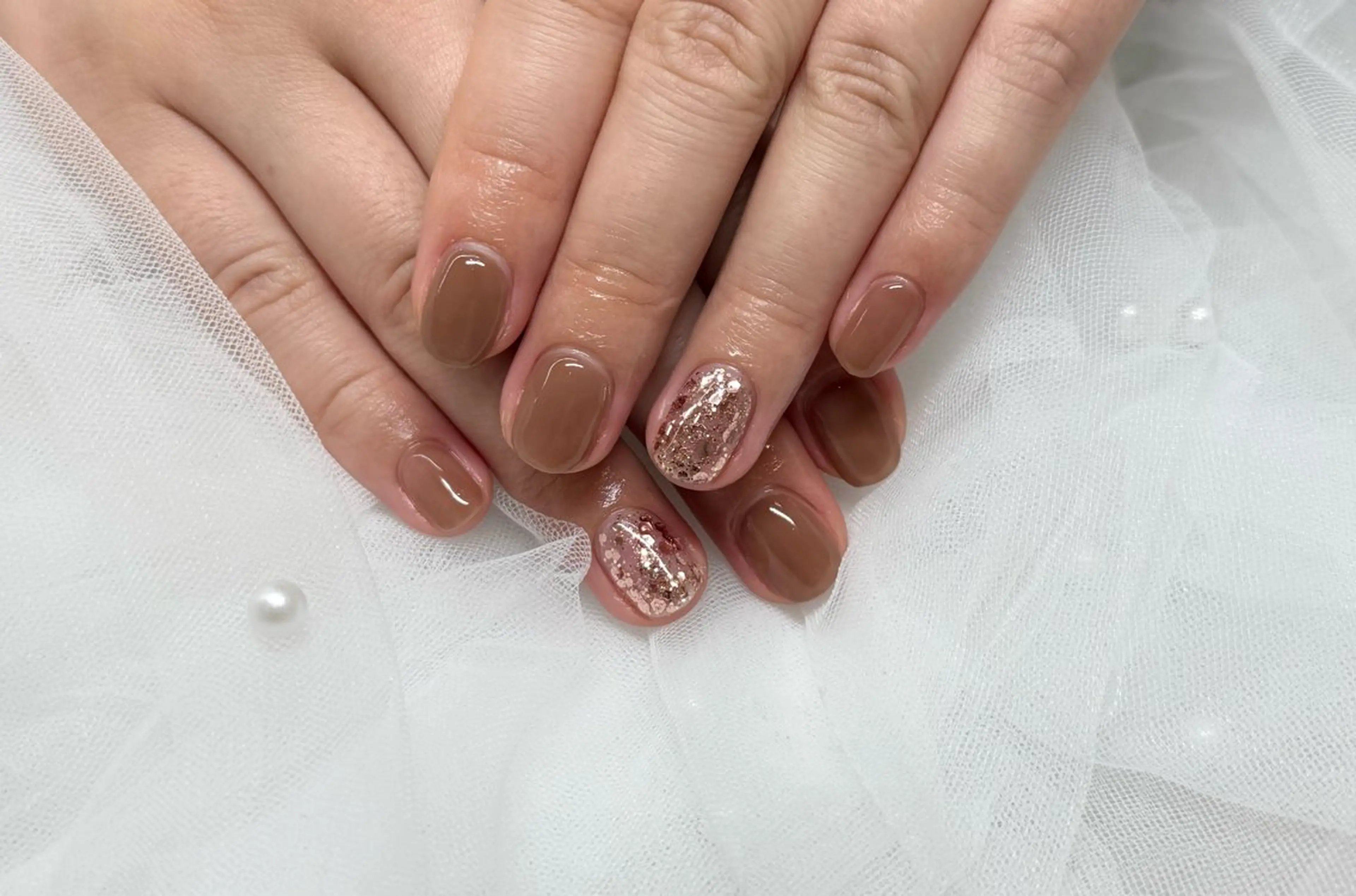 ネイル ブラウン ラメ(グリッター) Regina Marinaのネイルデザイン
