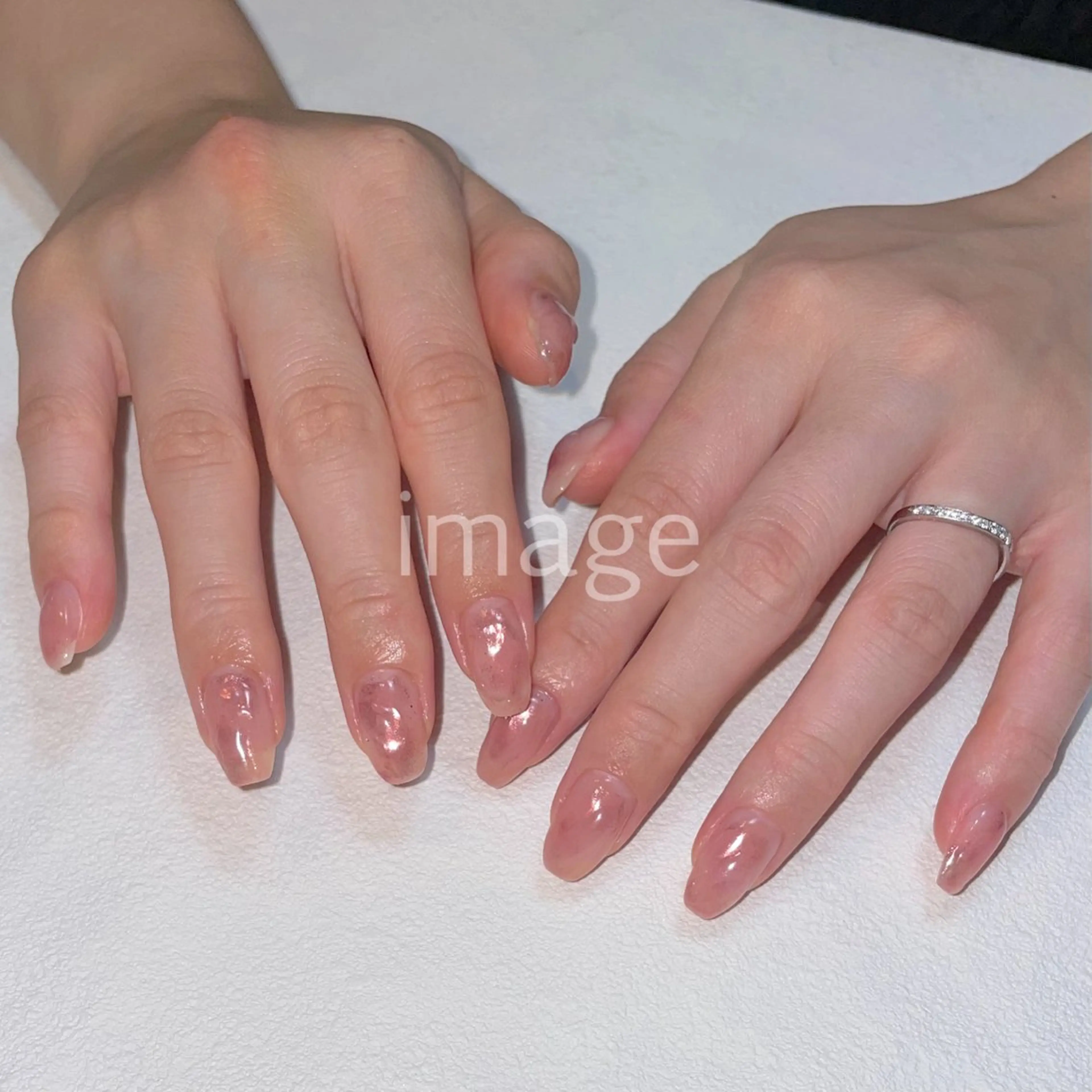 ネイル フットネイル フレンチネイル ジェルネイル ガラスフレンチ ハート MARU NAIL meiのネイルデザイン