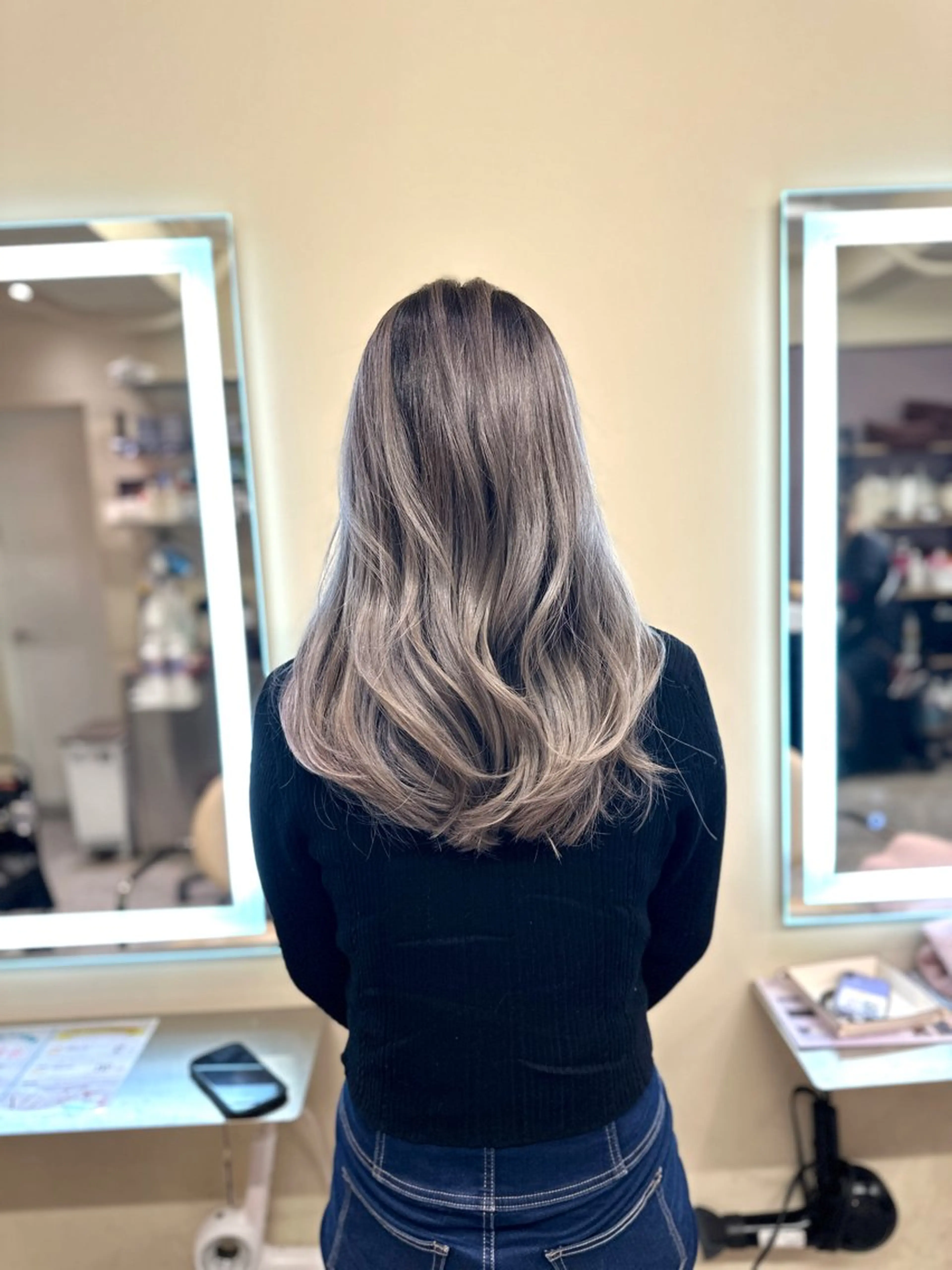ロング カラー バレイヤージュ ブリーチ レイヤーカット カット ヘアカラー トリートメント opus 店長大和 レイヤー/赤み消しのヘアスタイル
