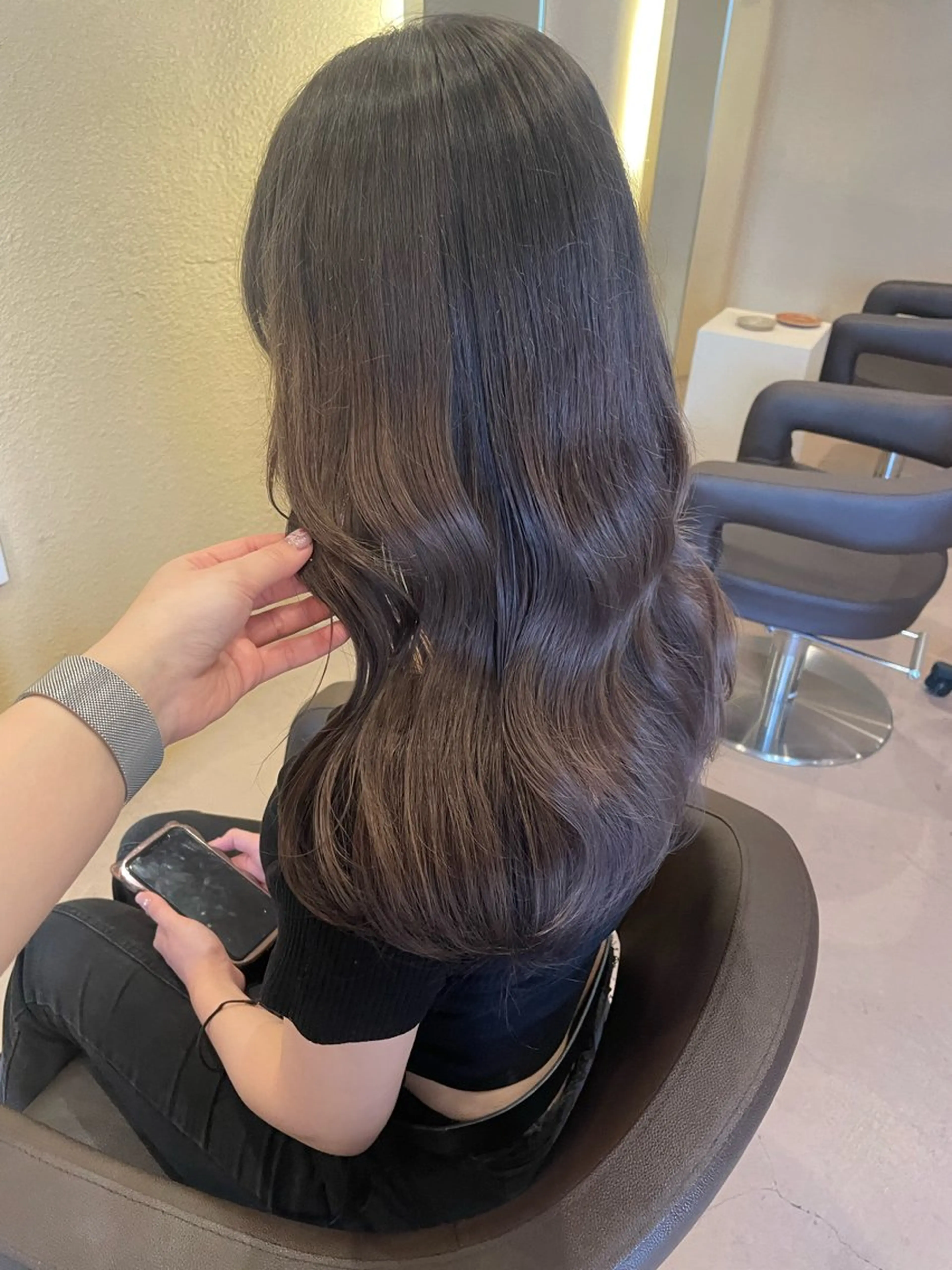 ロング カラー グレージュ ラベンダーカラー ラベンダーグレージュ ラベンダーグレー coco♡ 韓国hairのヘアスタイル