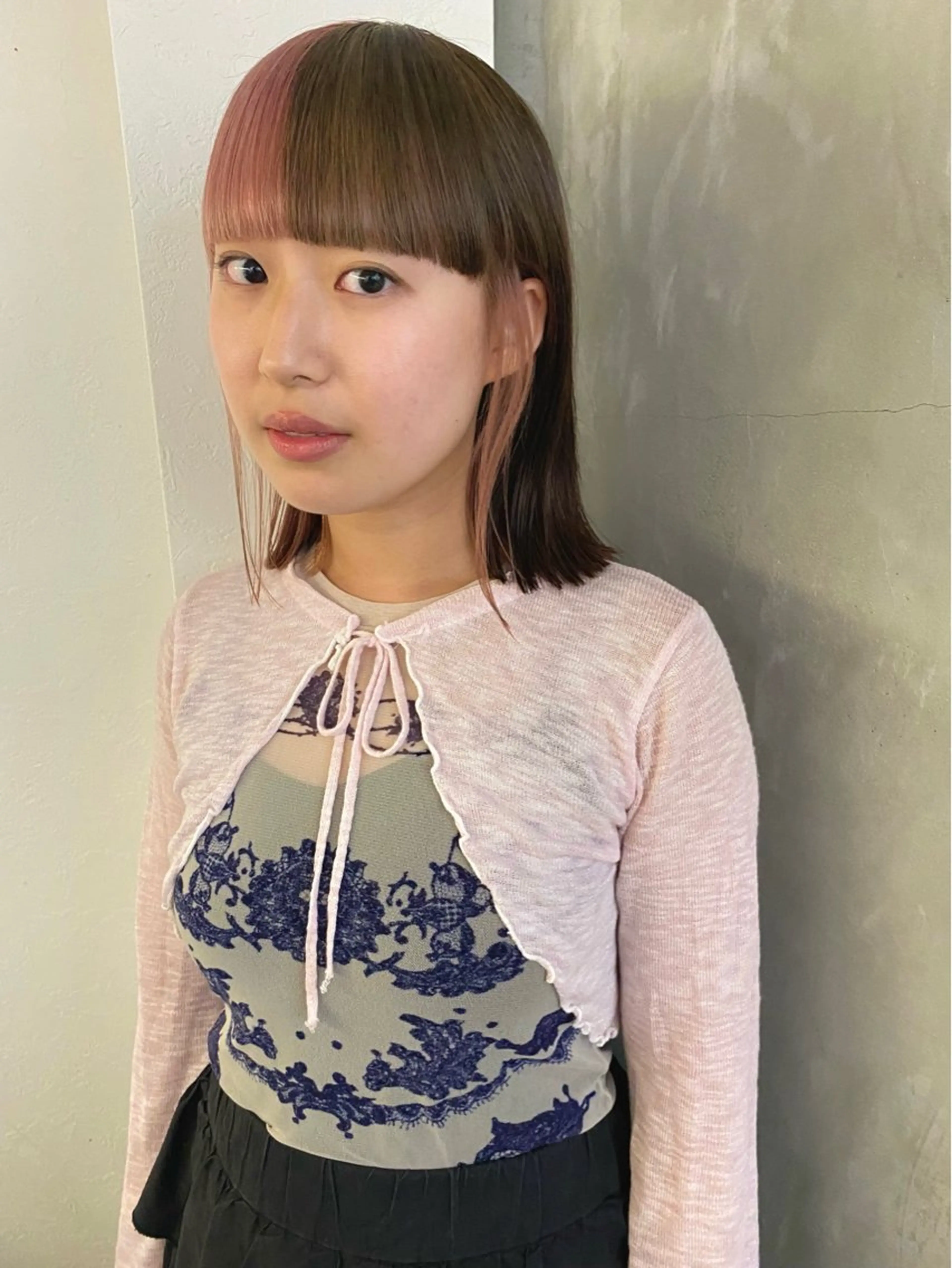 ミディアム カラー デザインカラー カット ヘアカラー トリートメント 森貴裕/ベージュ/ パーマ/オリーブのヘアスタイル