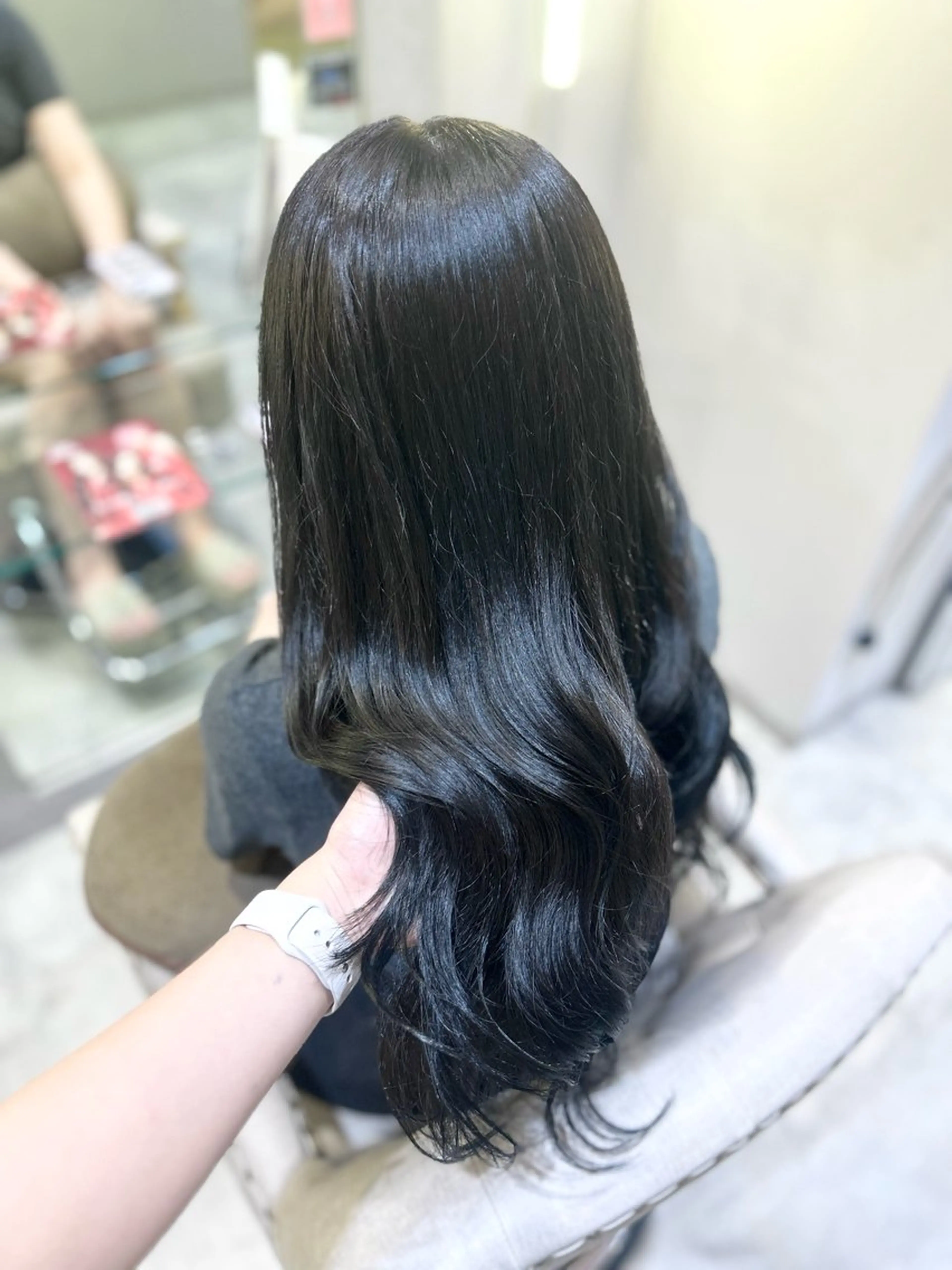 ロング カラー 黒髪 ブルーカラー ブルーブラック 透明感カラー トリートメント 🐰🎀艶髪特化 yuzuka🎀🐰のヘアスタイル