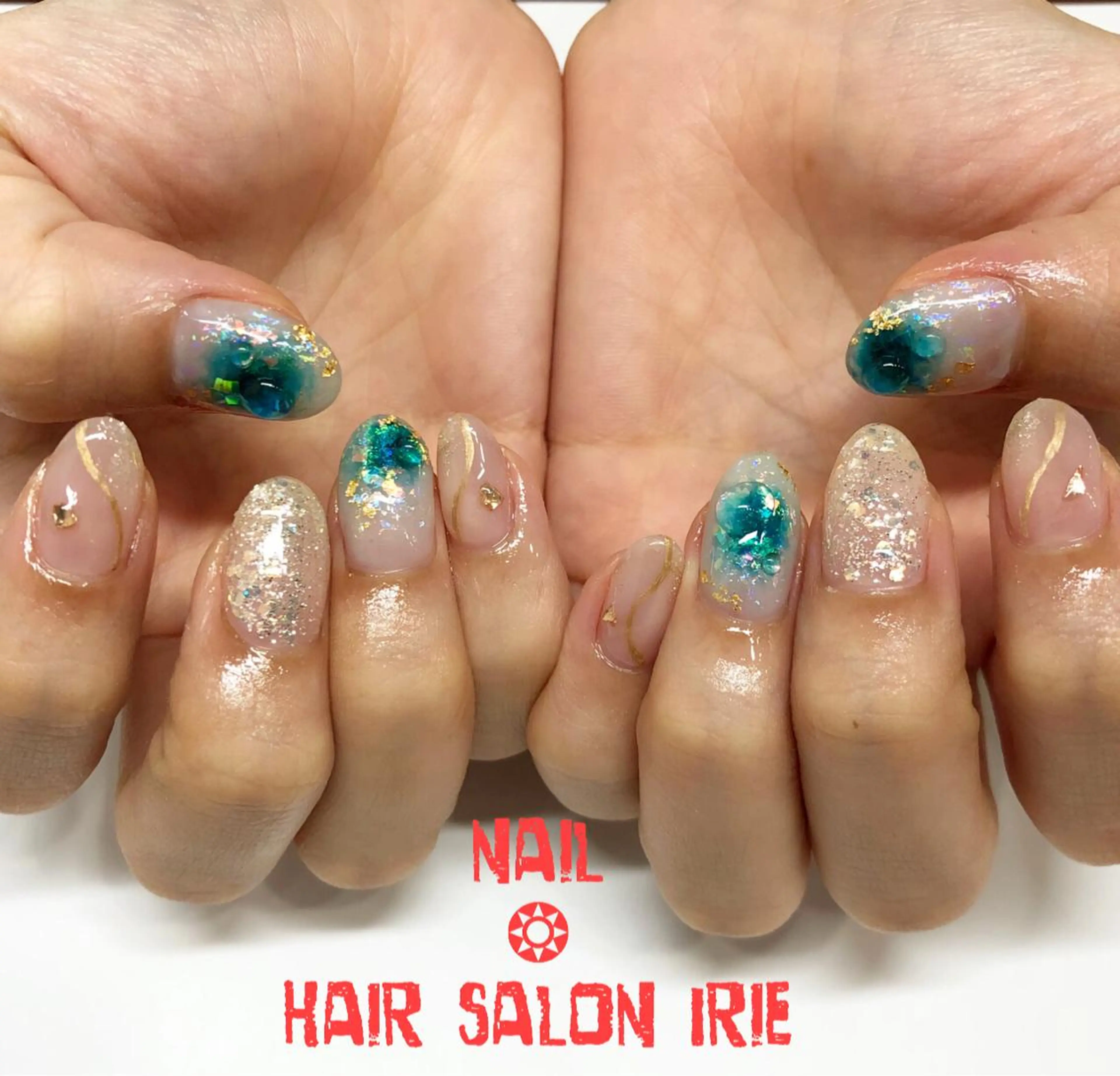 ネイル ブルー 與儀 知佳のネイルデザイン