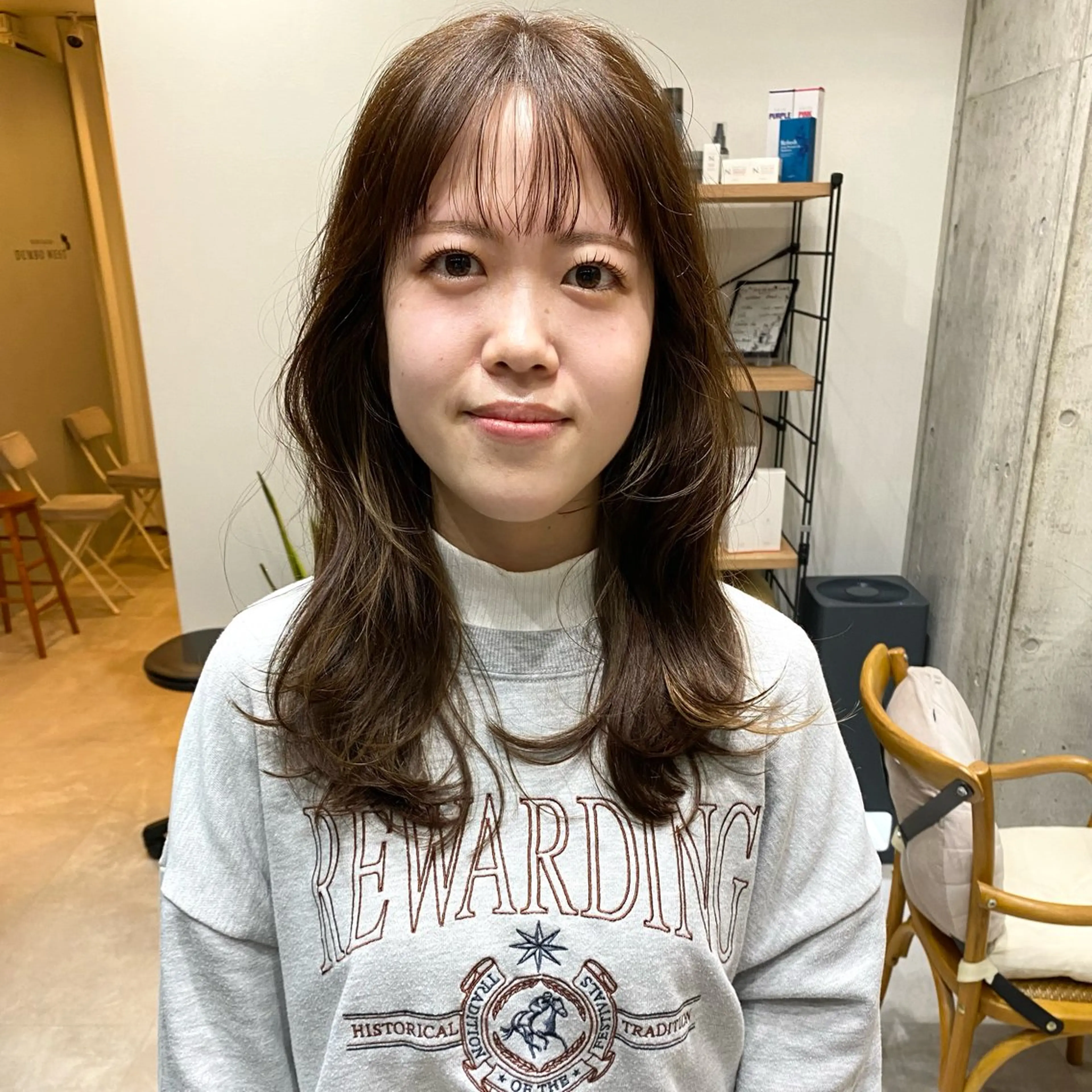 セミロング セミロングパーマ ハイライト 髪質改善 レイヤーカット ショート職人 美容師【KENTA】のヘアスタイル