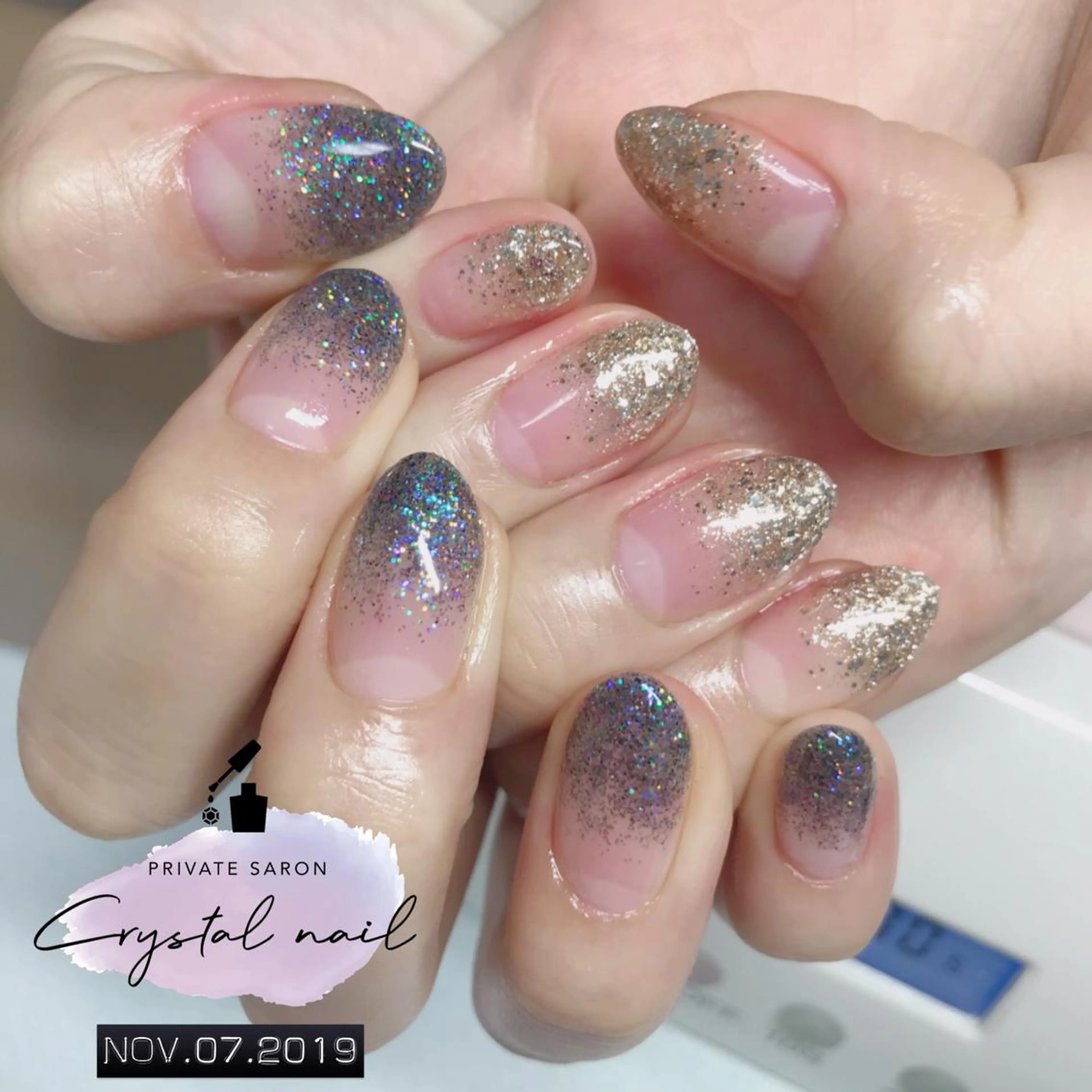 ネイル グラデーション ラメ(グリッター) ラメグラデーション ハンドネイル SCENERY NAILのネイルデザイン