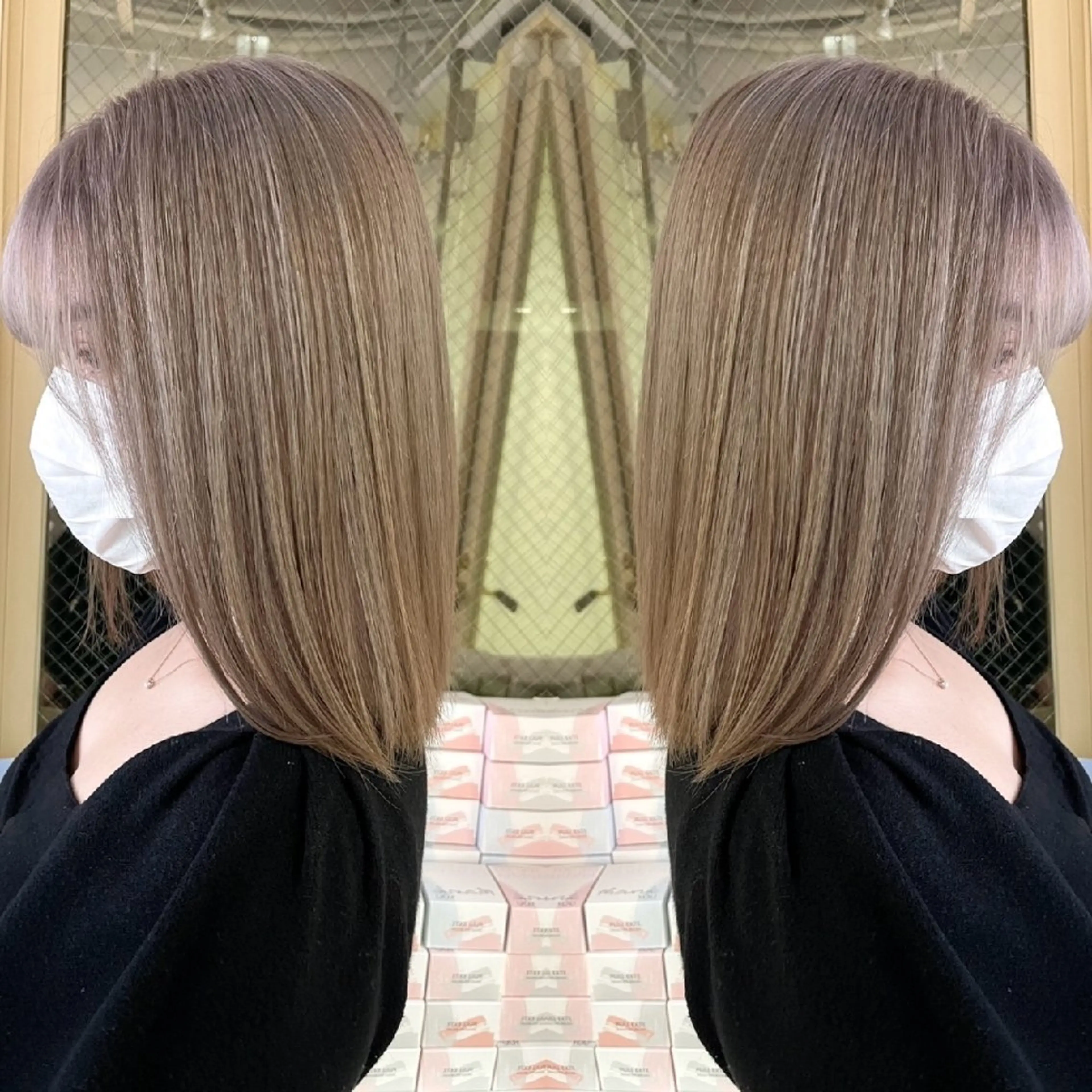 ミディアム カラー ヘアカラー トリートメント ✨弱酸性縮毛矯正✨ ✨髪質改善✨hiroのヘアスタイル