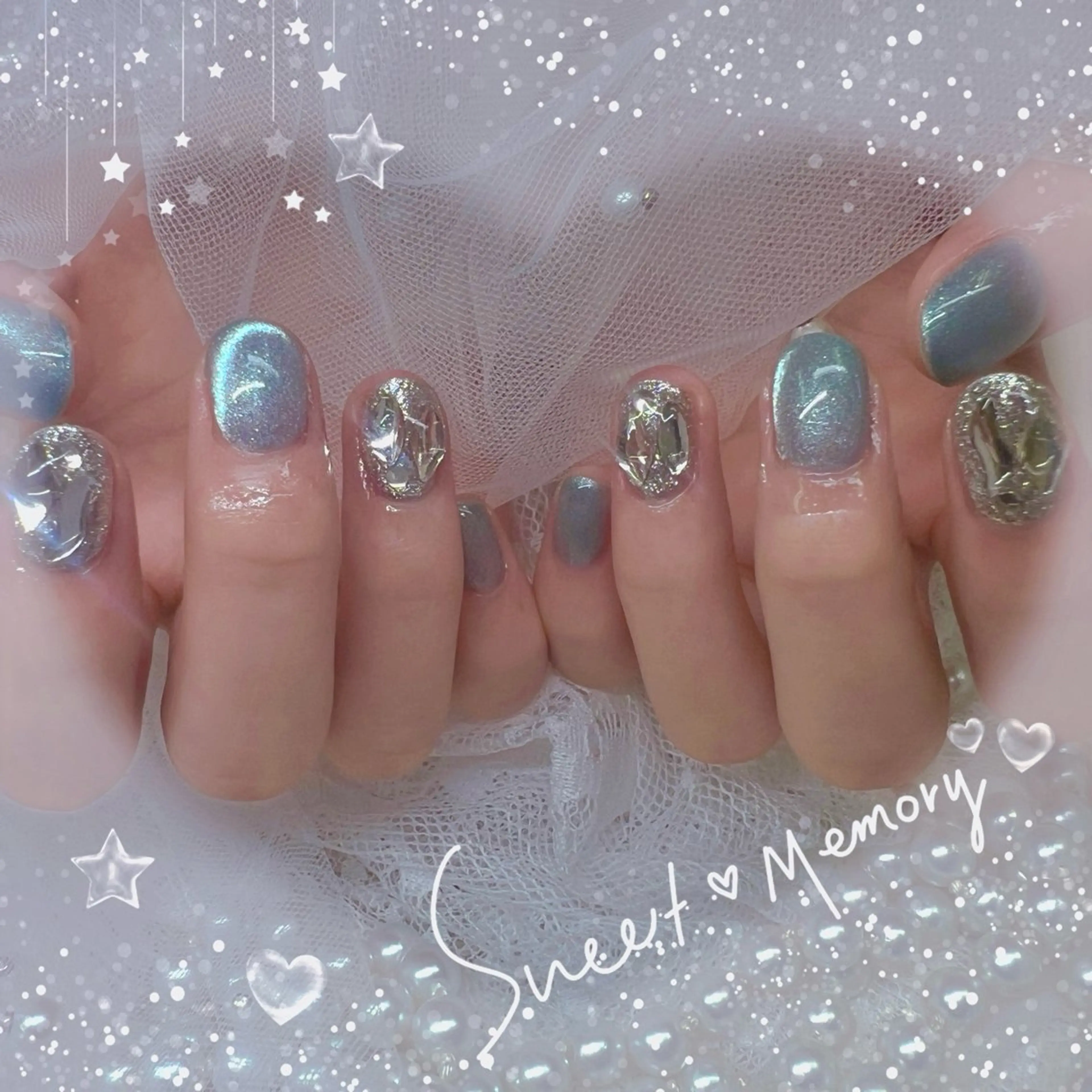 ネイル チークネイル フレンチネイル ガーリー ガラスフレンチ グラデーション ハンドネイル Chill Nailsalonのネイルデザイン