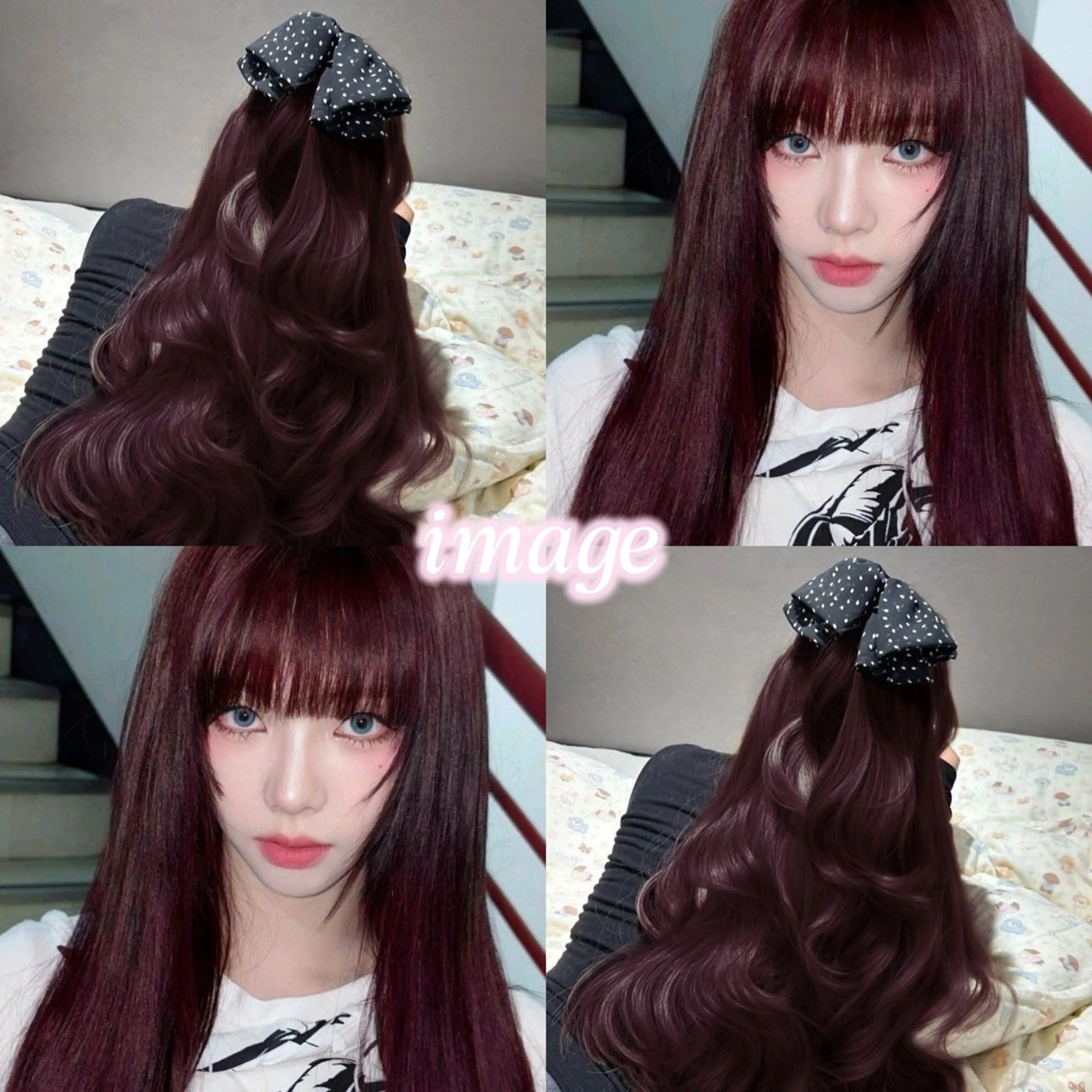 カラー ブリーチ ボルドーカラー ブラウンカラー カシス ブリーチなしカラー カット ヘアカラー 盛れヘア🪽 /miyu🎀のヘアスタイル