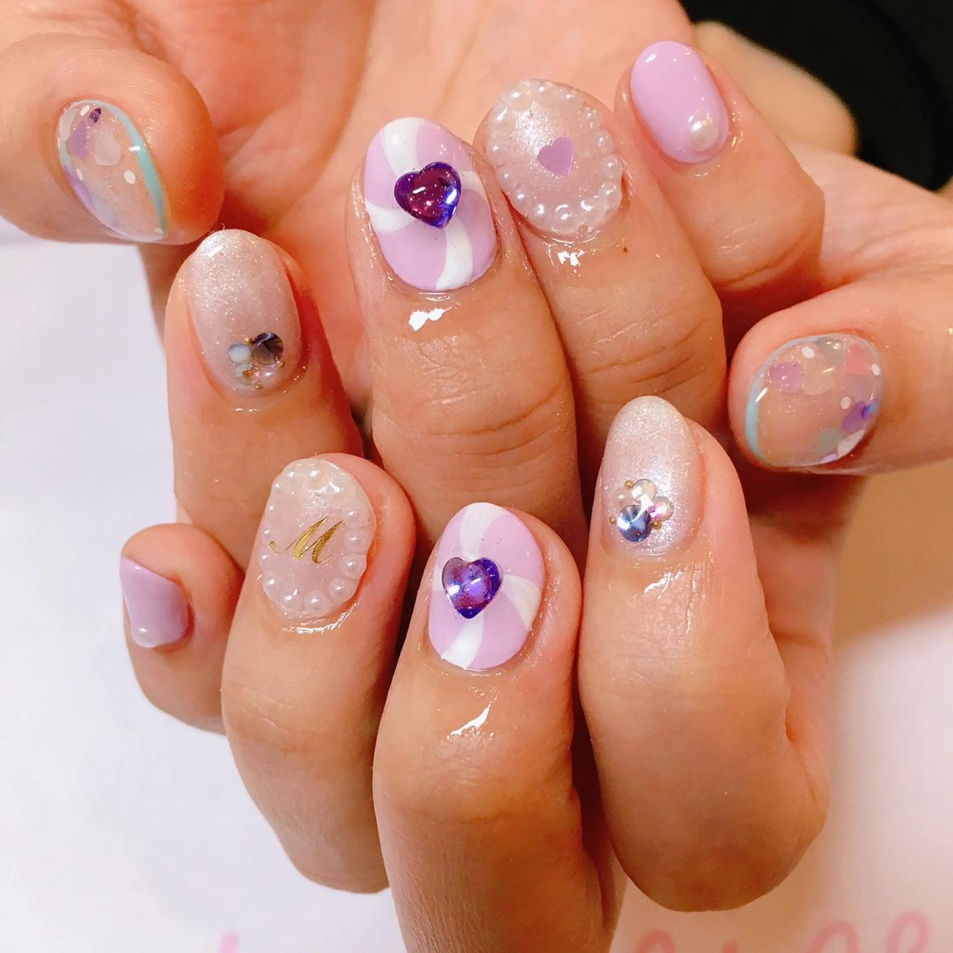 ネイル ハート La neige* yuki 🐩🌙のネイルデザイン