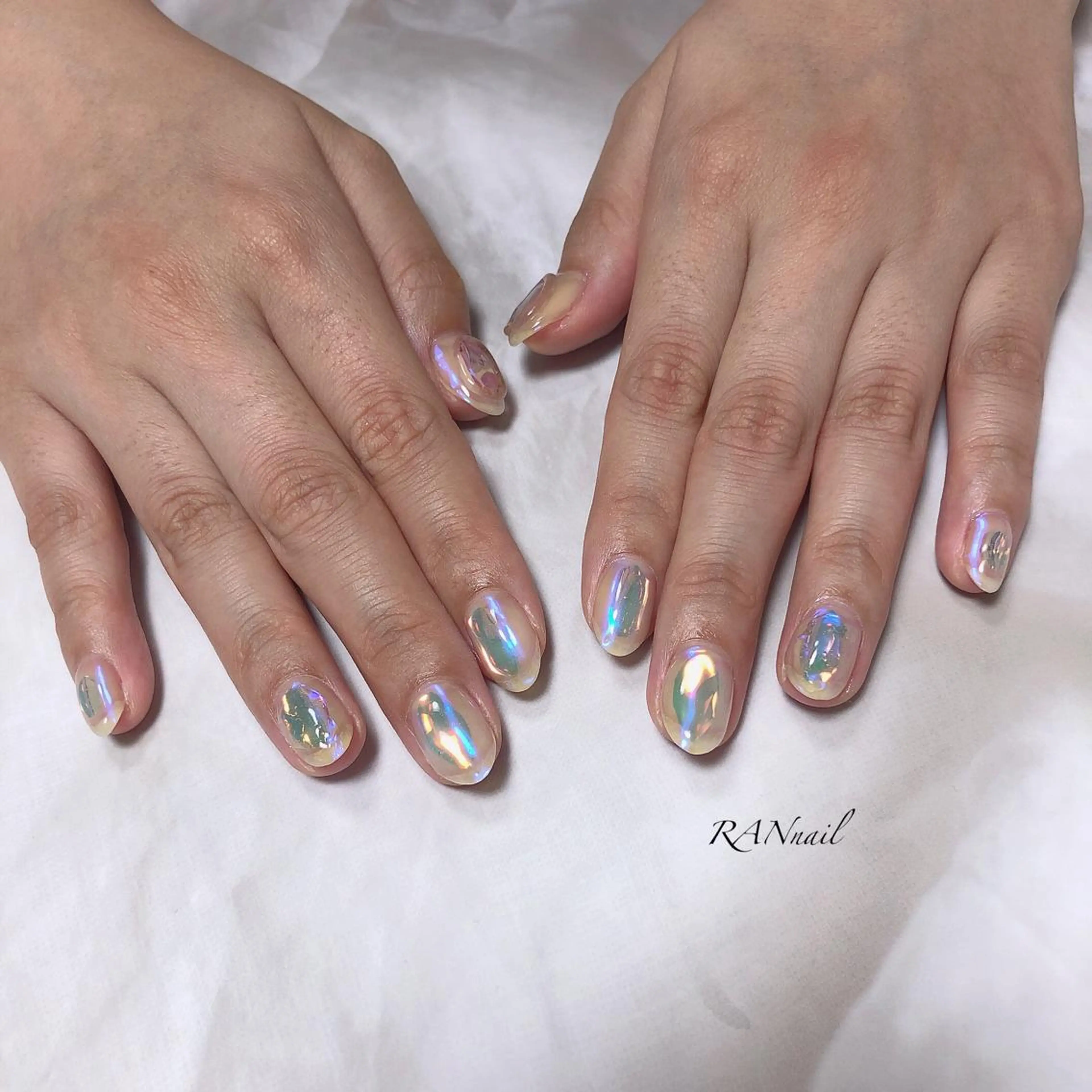 ネイル オーロラネイル フットネイル 氷ネイル・うるうるネイル オフィスネイル 春ネイル ハンドネイル フットネイル RAN nailのネイルデザイン