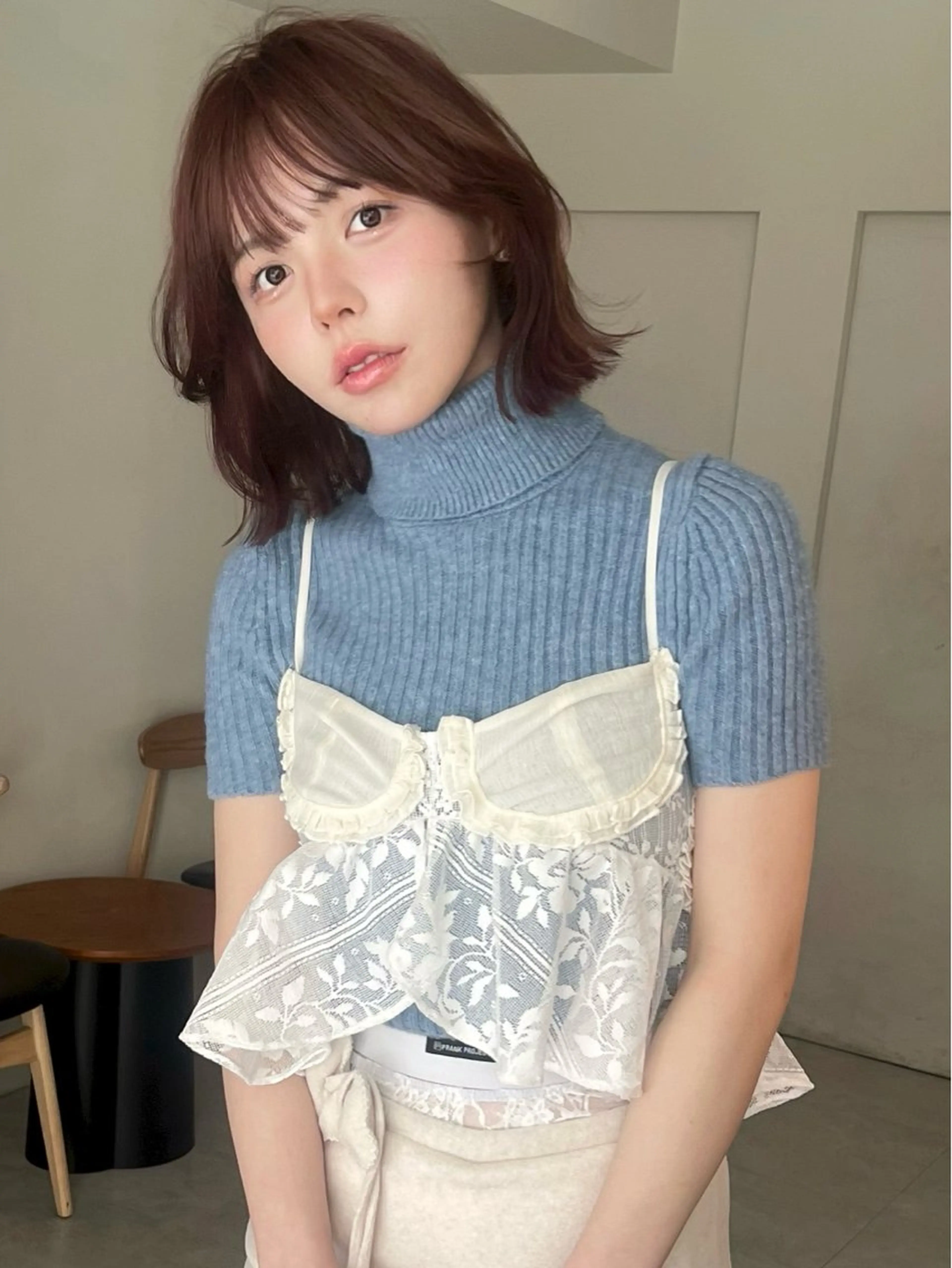 ショート カラー ブラウンカラー ラベンダーカラー トリートメント カット ヘアカラー 小顔ボブ jilblanカホのヘアスタイル