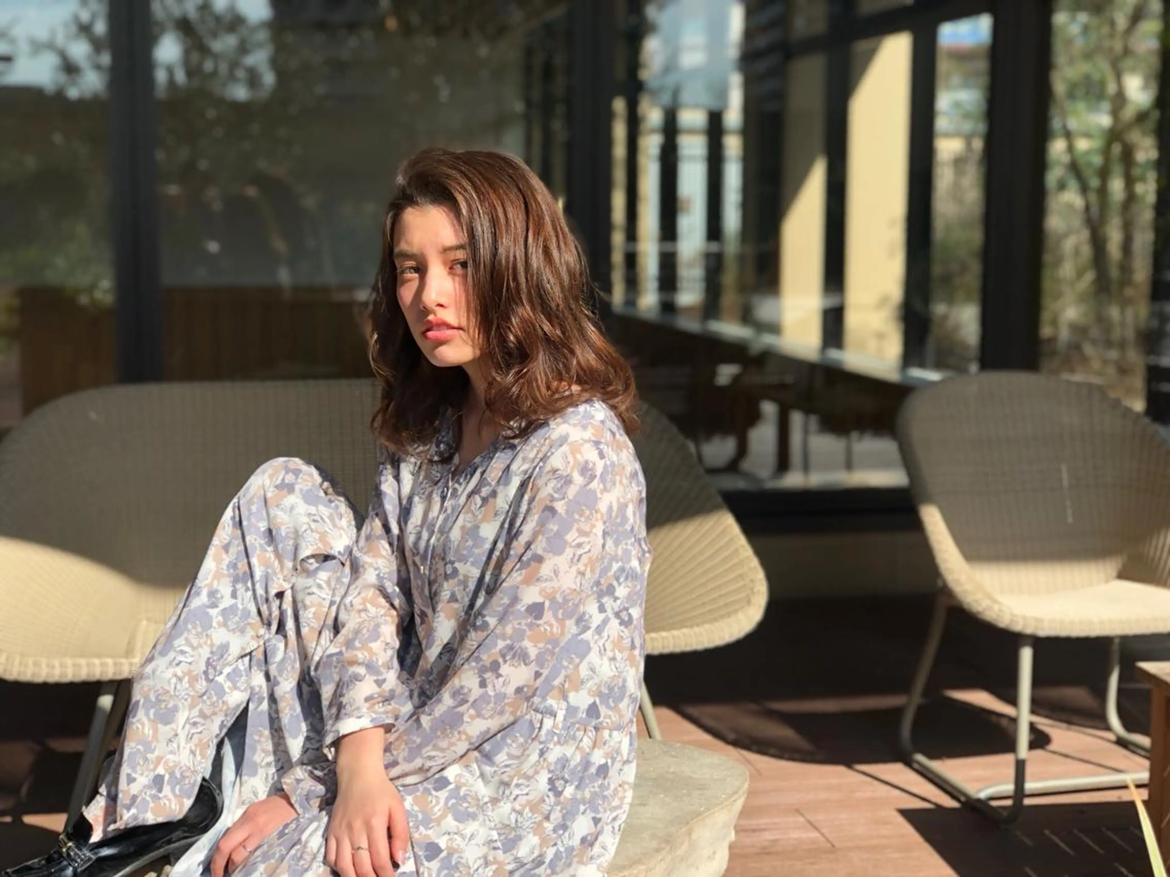 ミディアム パーマ ベージュカラー🧸 伊藤なつみのヘアスタイル