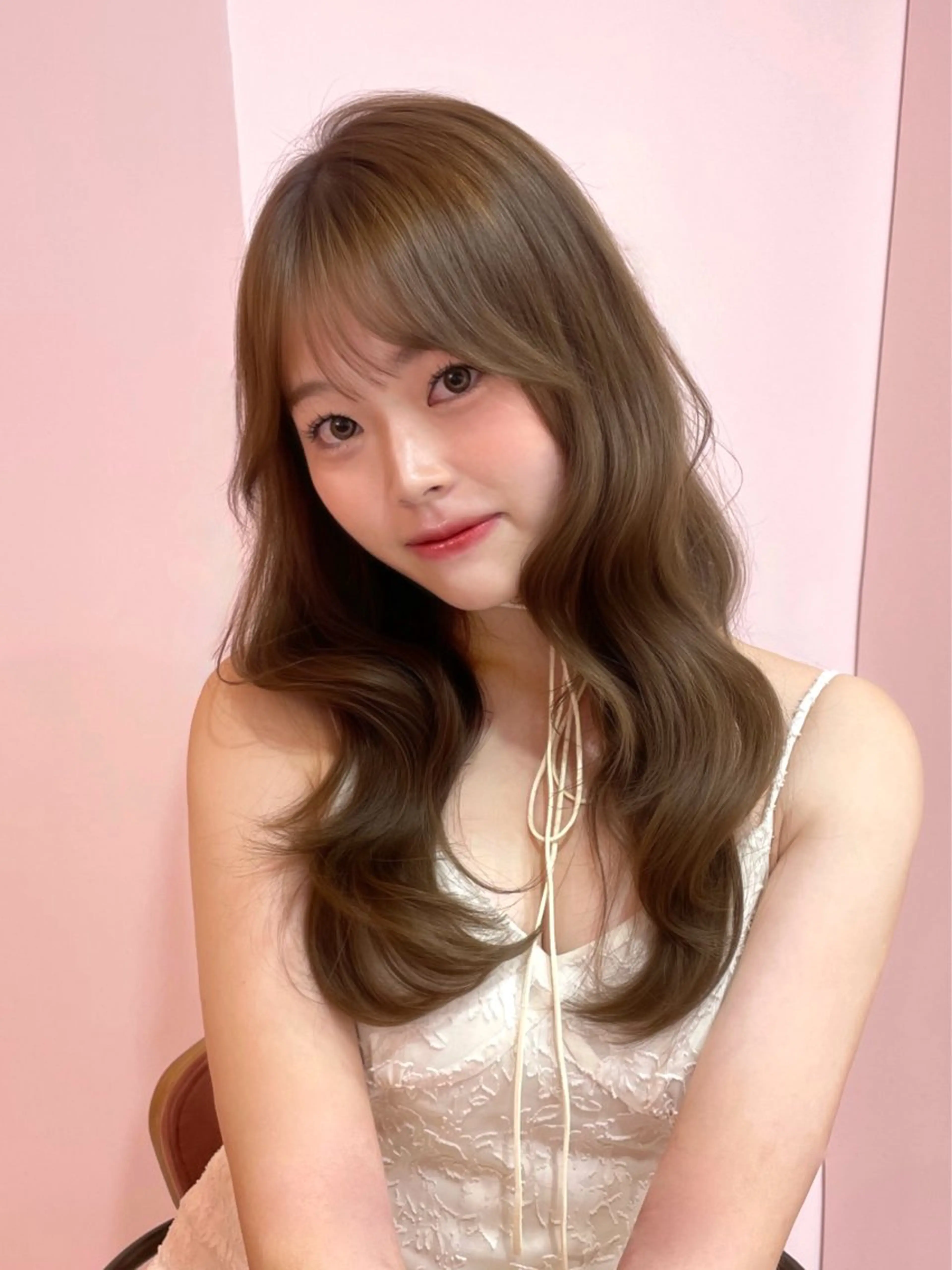 セミロング カラー ベージュカラー ブリーチ ブラウンカラー チョコレートブラウン 透明感カラー ヘアカラー 渋谷/韓国ヘア/ 顔まわり♡Ayakaのヘアスタイル
