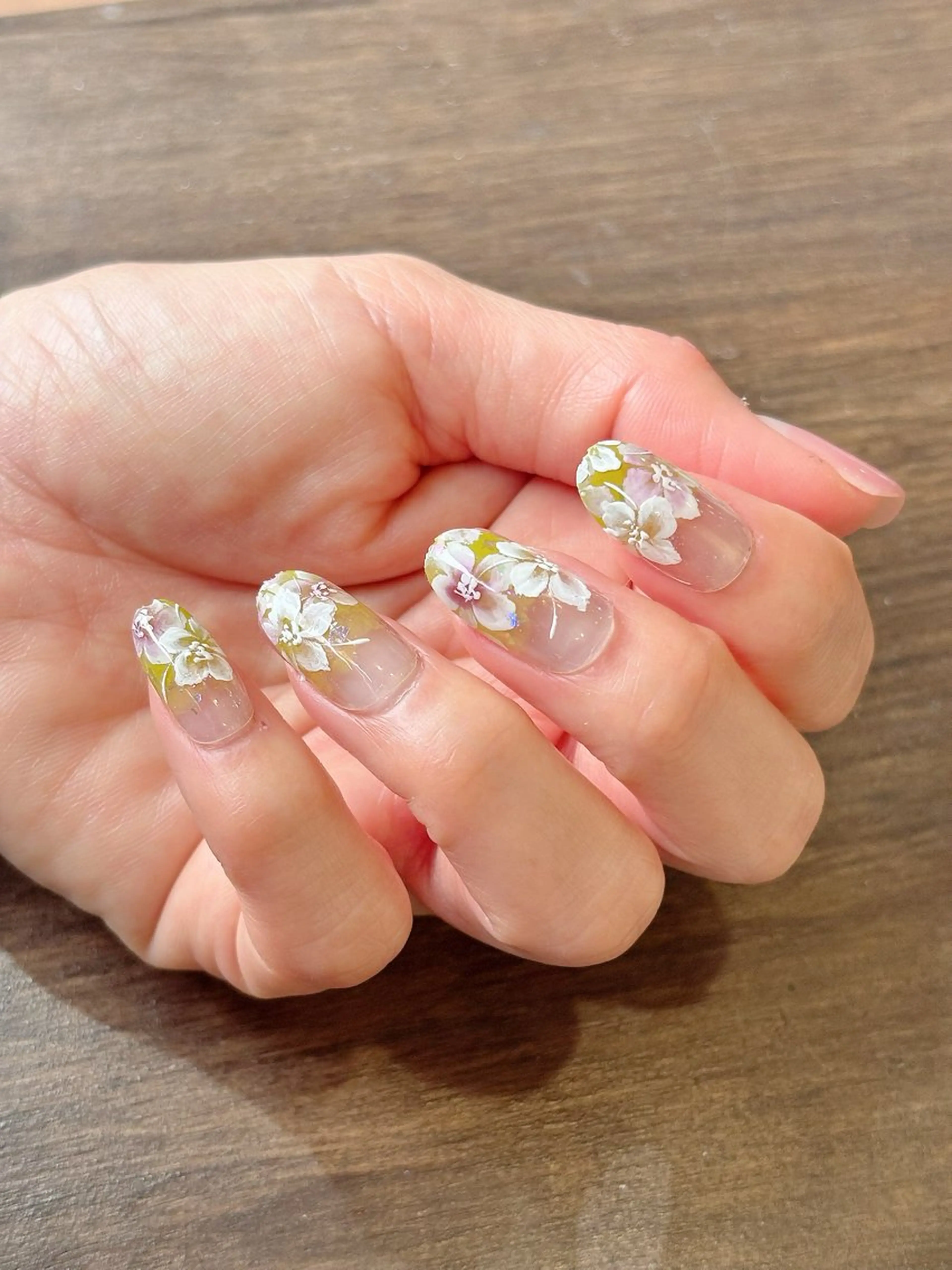 ネイル クリアネイル フラワーネイル グラデーション オフィスネイル ピンク CHILL NAIL 読谷村のネイルデザイン