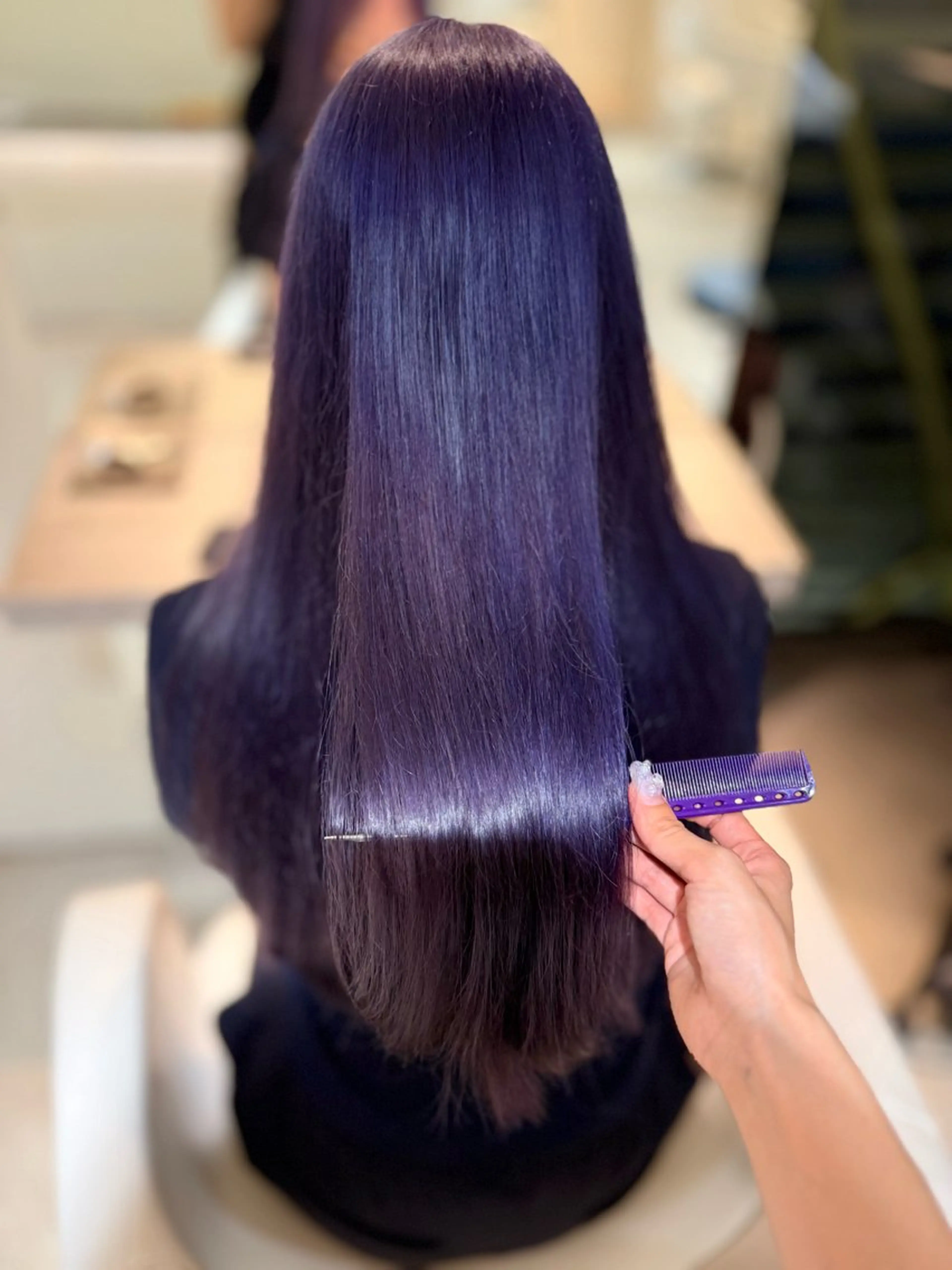 ロング カラー ブリーチ ブルーカラー ブルーラベンダー ラベンダーカラー 🦋🫧艶髪カラー 🫧🦋あいりのヘアスタイル