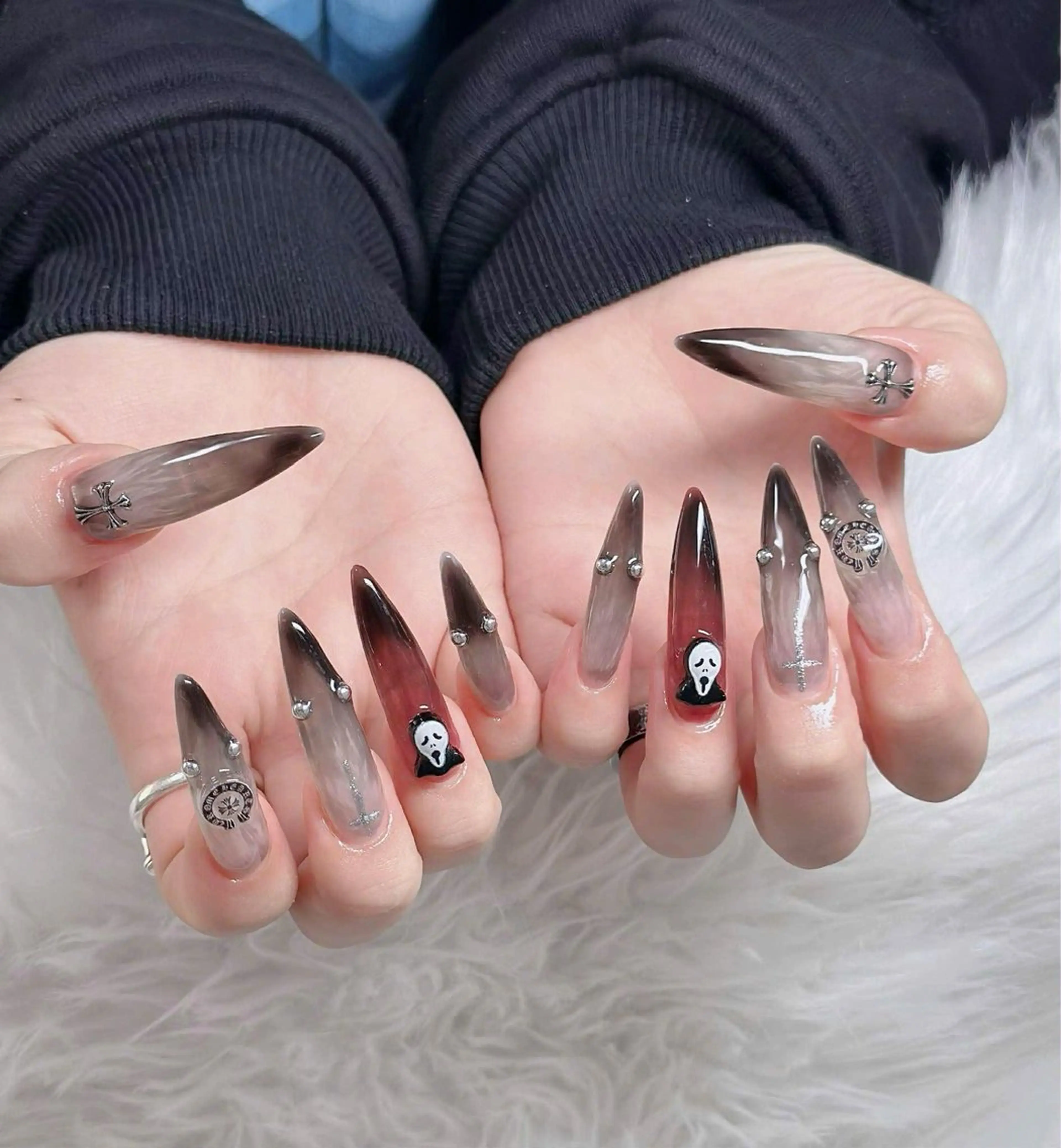 ネイル オーロラネイル フレンチネイル ジェルネイル ハロウィン 韓国ネイル ハンドネイル H.baby Nail Salonのネイルデザイン