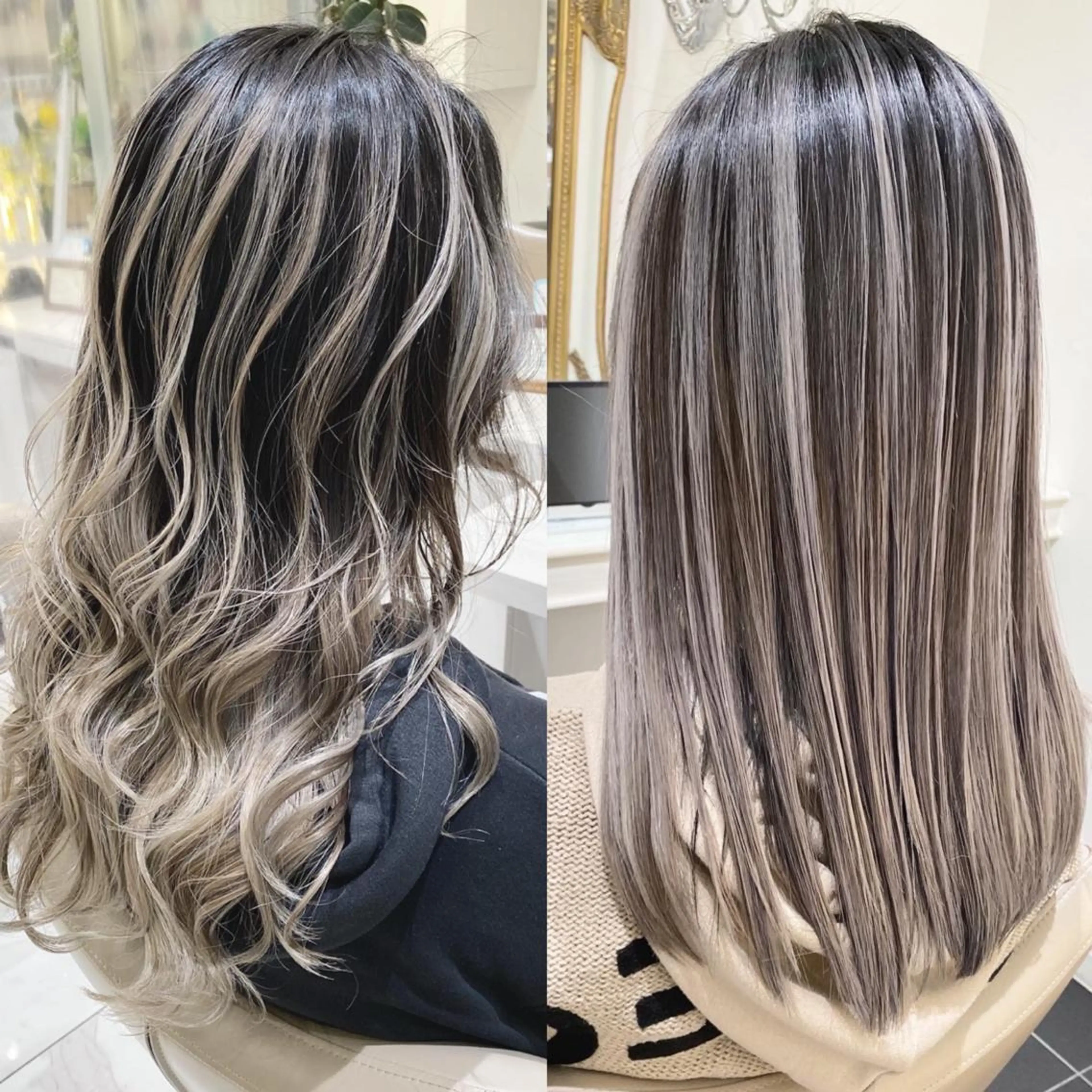 ロング カラー バレイヤージュ ブリーチ 髪質改善 レイヤーカット カット ヘアカラー トリートメント 山崎俊輔/髪質改善 /バレイヤージュのヘアスタイル