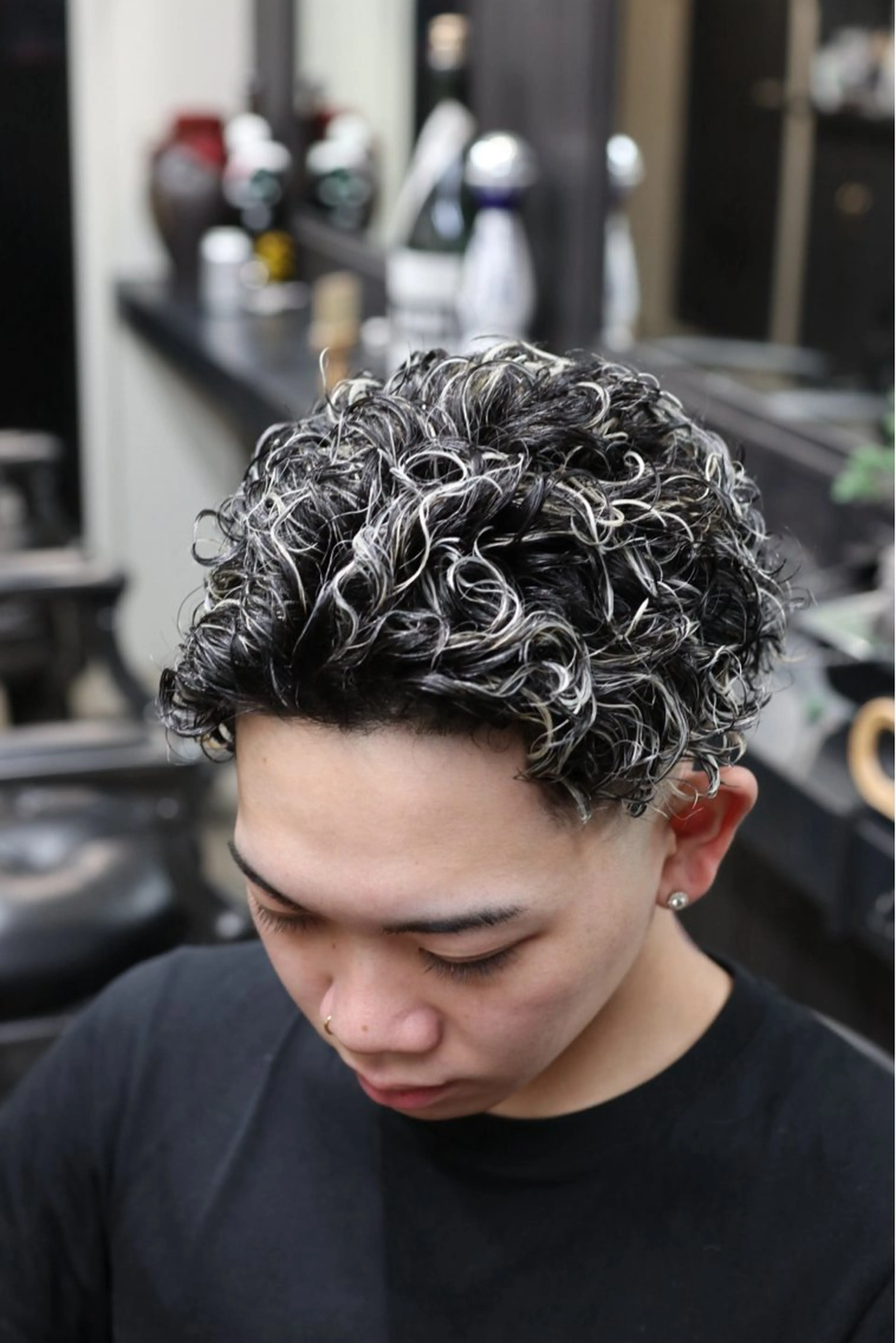 ショート カラー パーマ メンズ カット パーマ フェード・メッシュ ハイトーン/fumaのヘアスタイル
