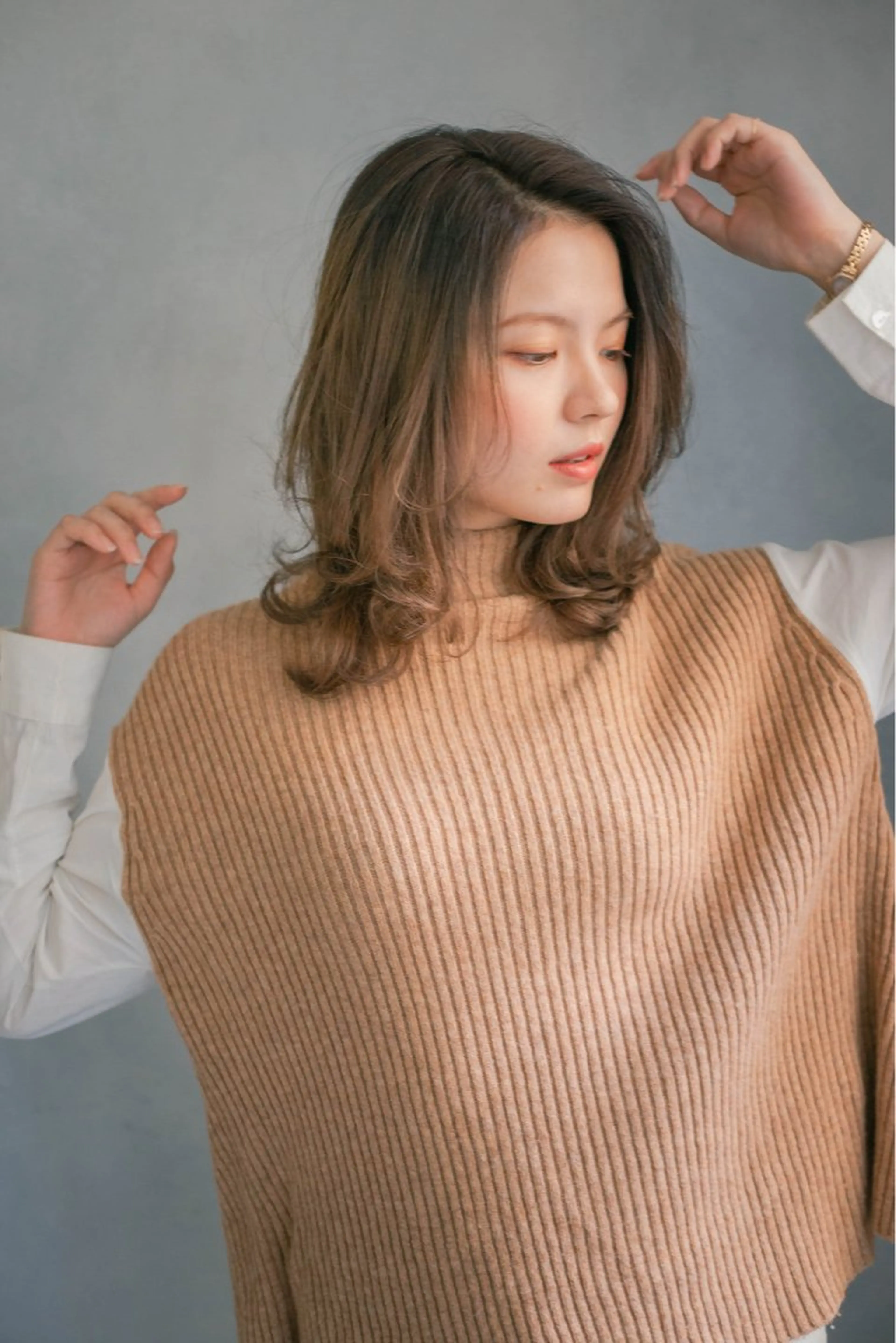 セミロング パーマ stylist/ボブ ことの/韓国レイヤーのヘアスタイル