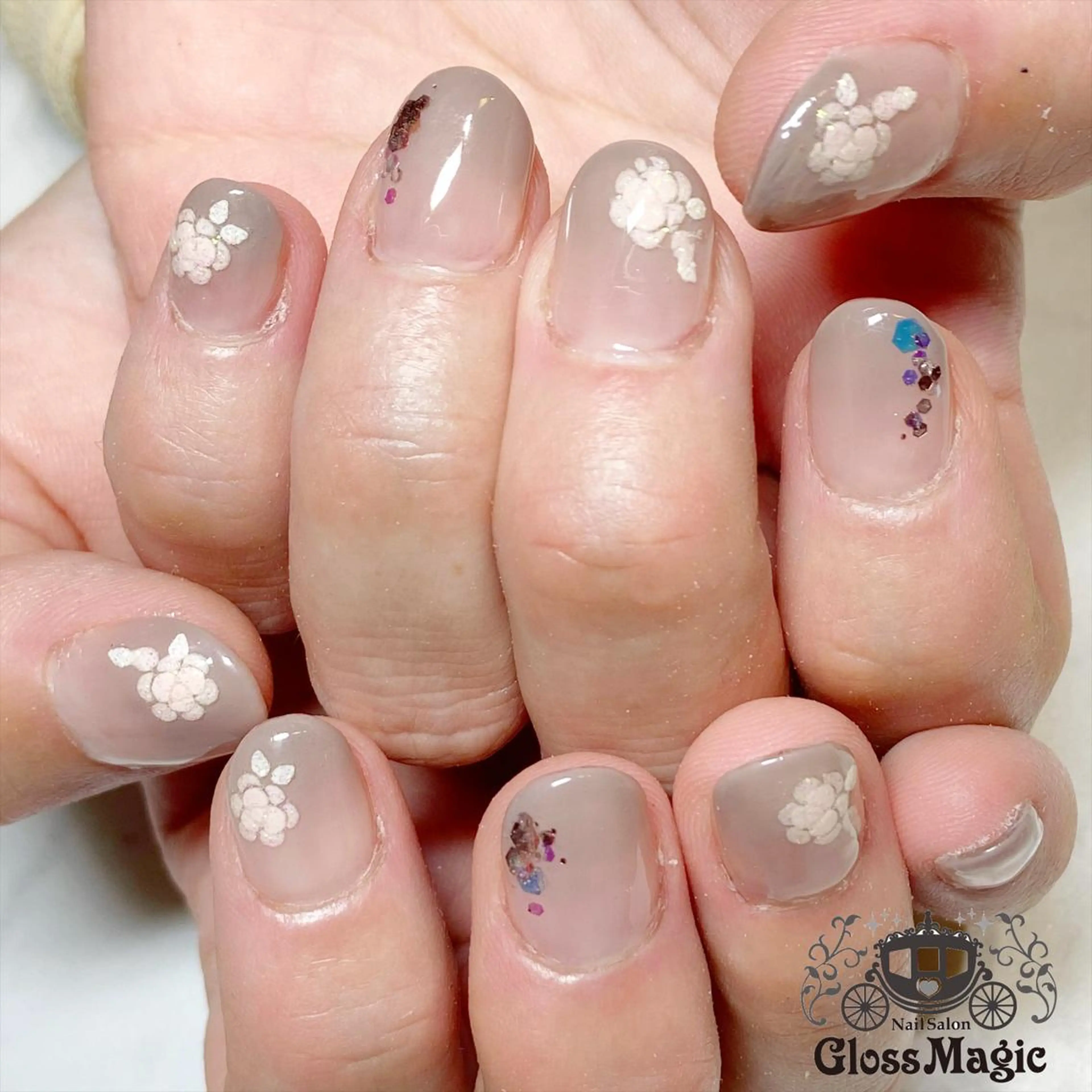 ネイル クリアネイル グラデーション ラメ(グリッター) オフィスネイル ピンク ハンドネイル YUN 💅のネイルデザイン
