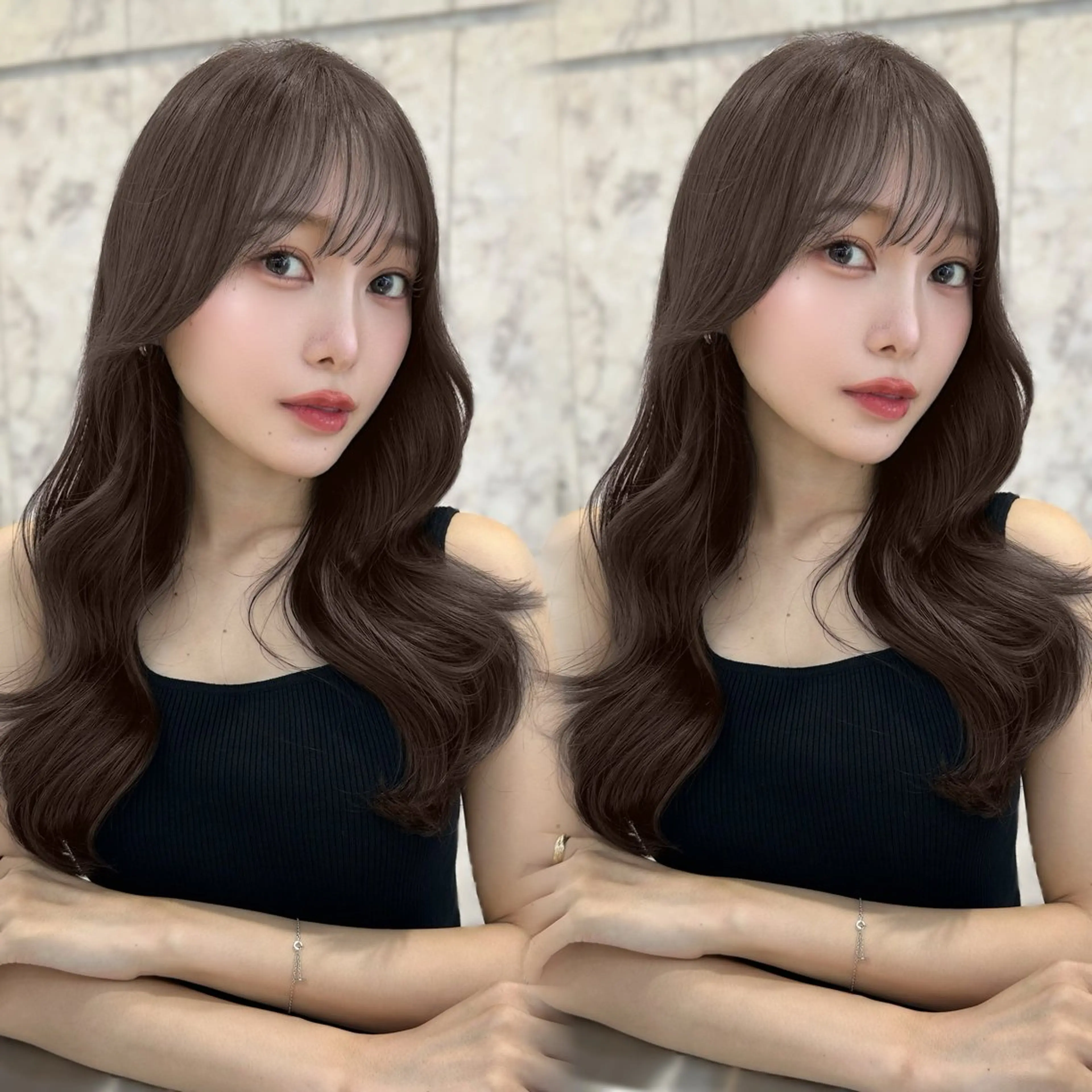 ロング カラー 透明感カラー グレージュ 髪質改善 韓国風ヘア カット ヘアカラー トリートメント 髪質改善/韓国ヘア レイヤー/新宿/ロミのヘアスタイル